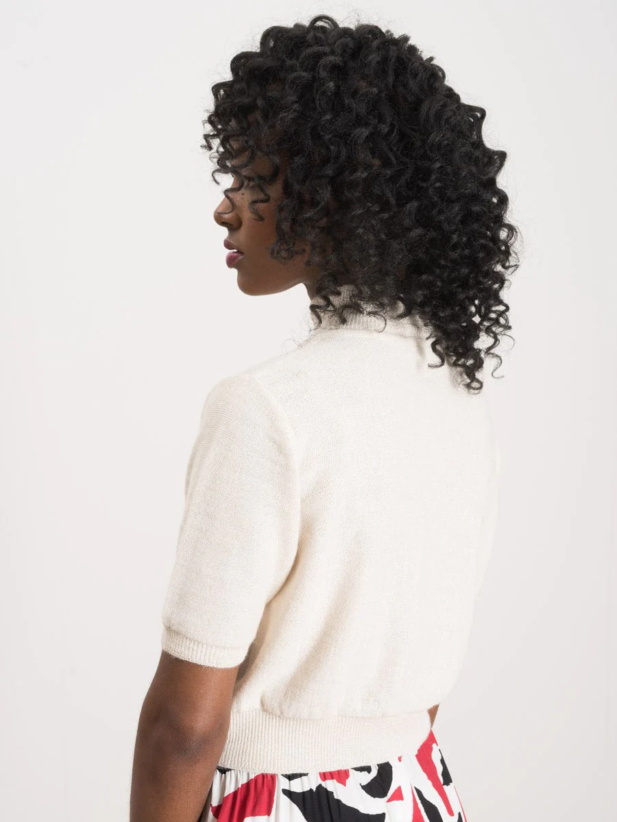 cropped tee sweater- ivory - Image 3