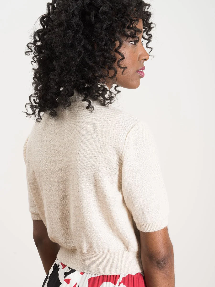 cropped tee sweater- ivory - Image 4