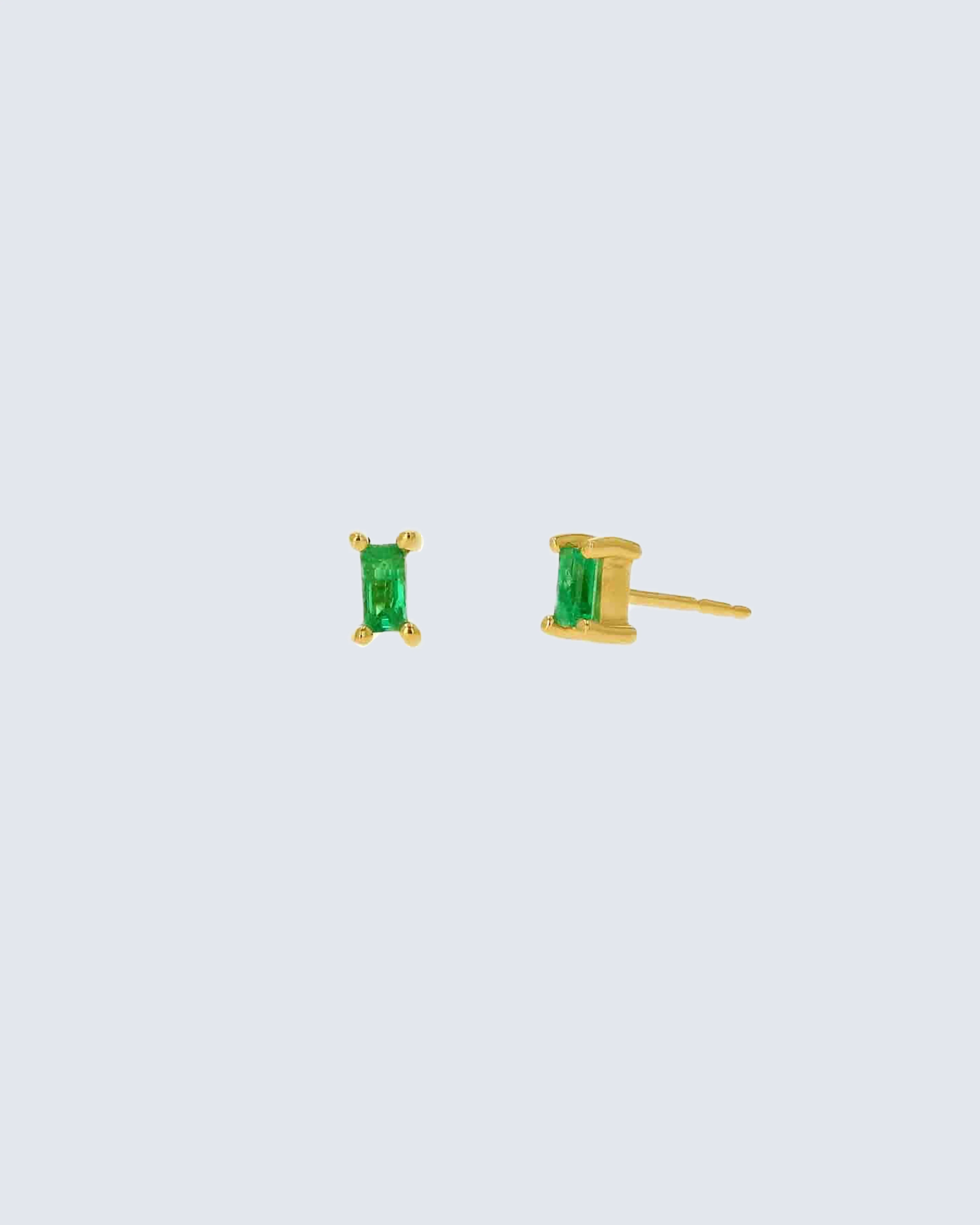 14k yellow gold emerald baguette earrings