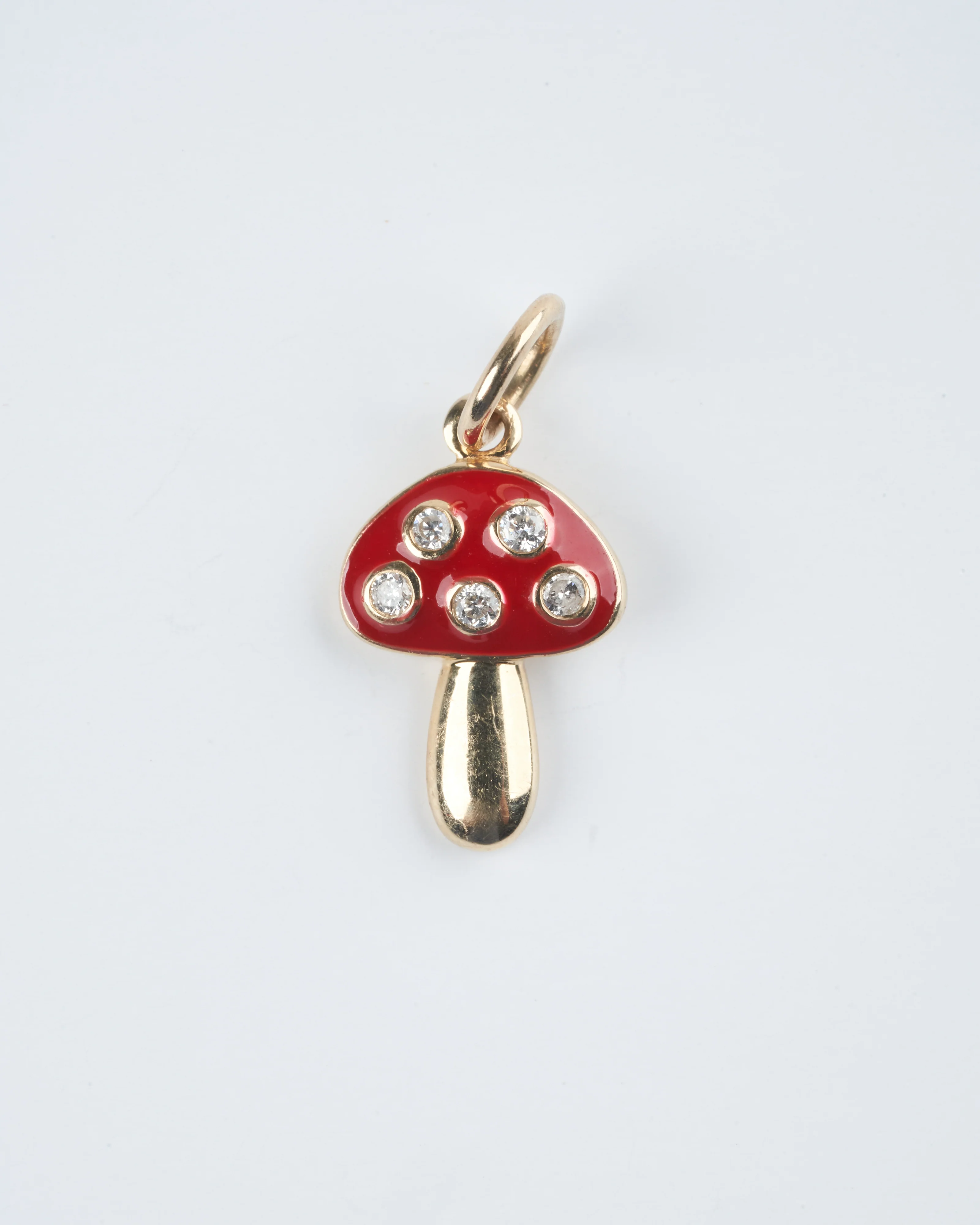 diamond and red enamel mushroom - red