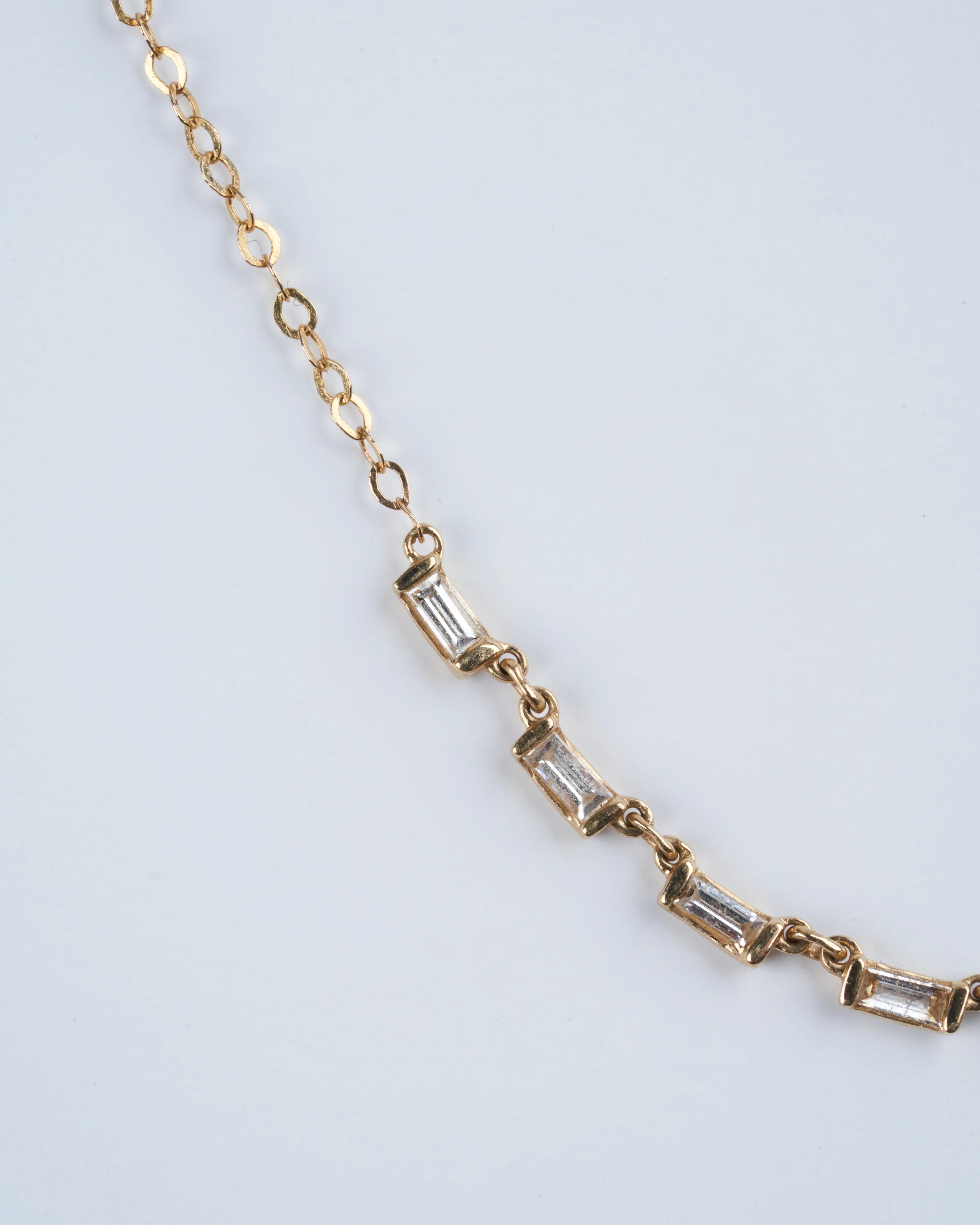 diamond baguette layering necklace - gold - Image 5