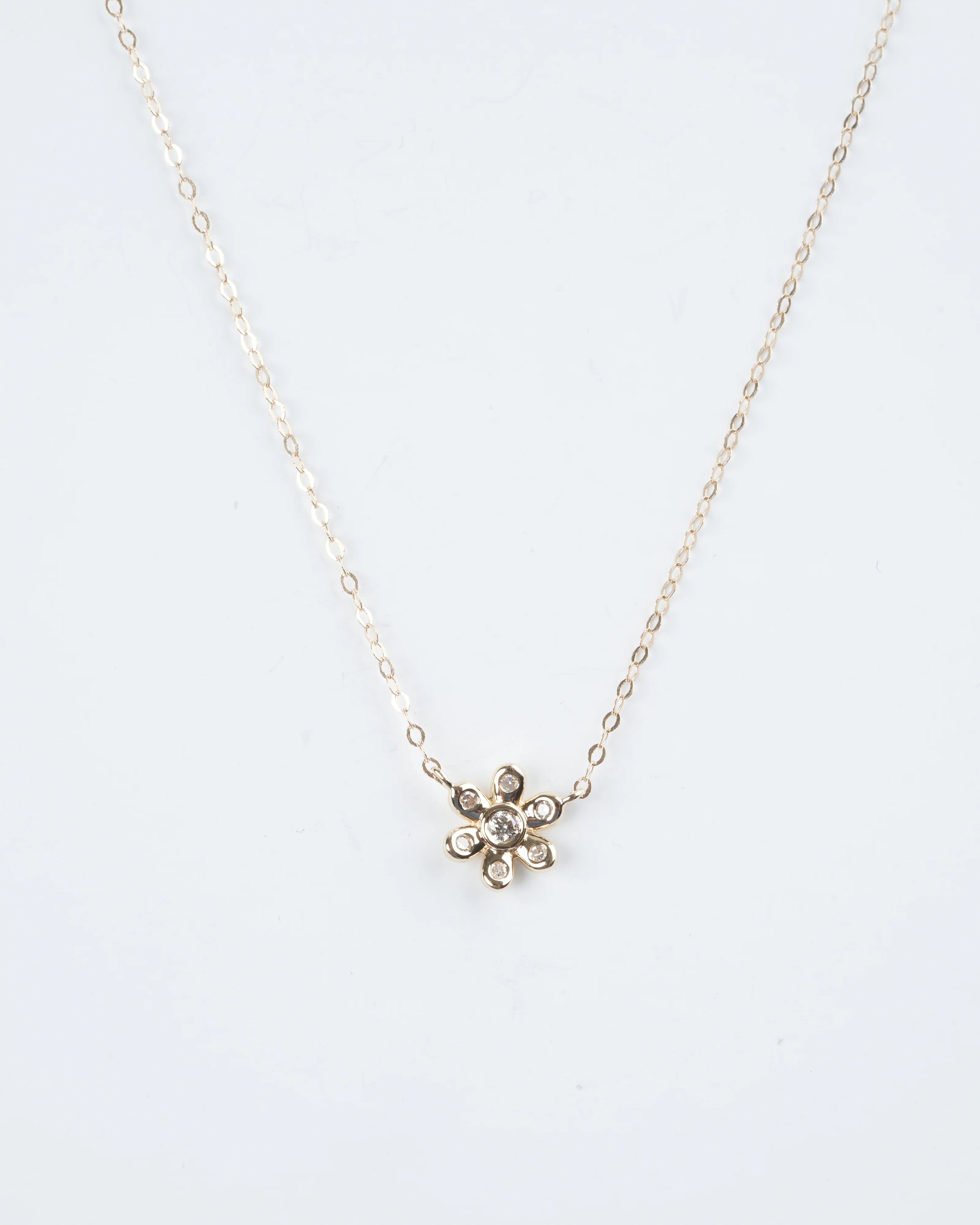 diamond flower necklace - gold / diamond