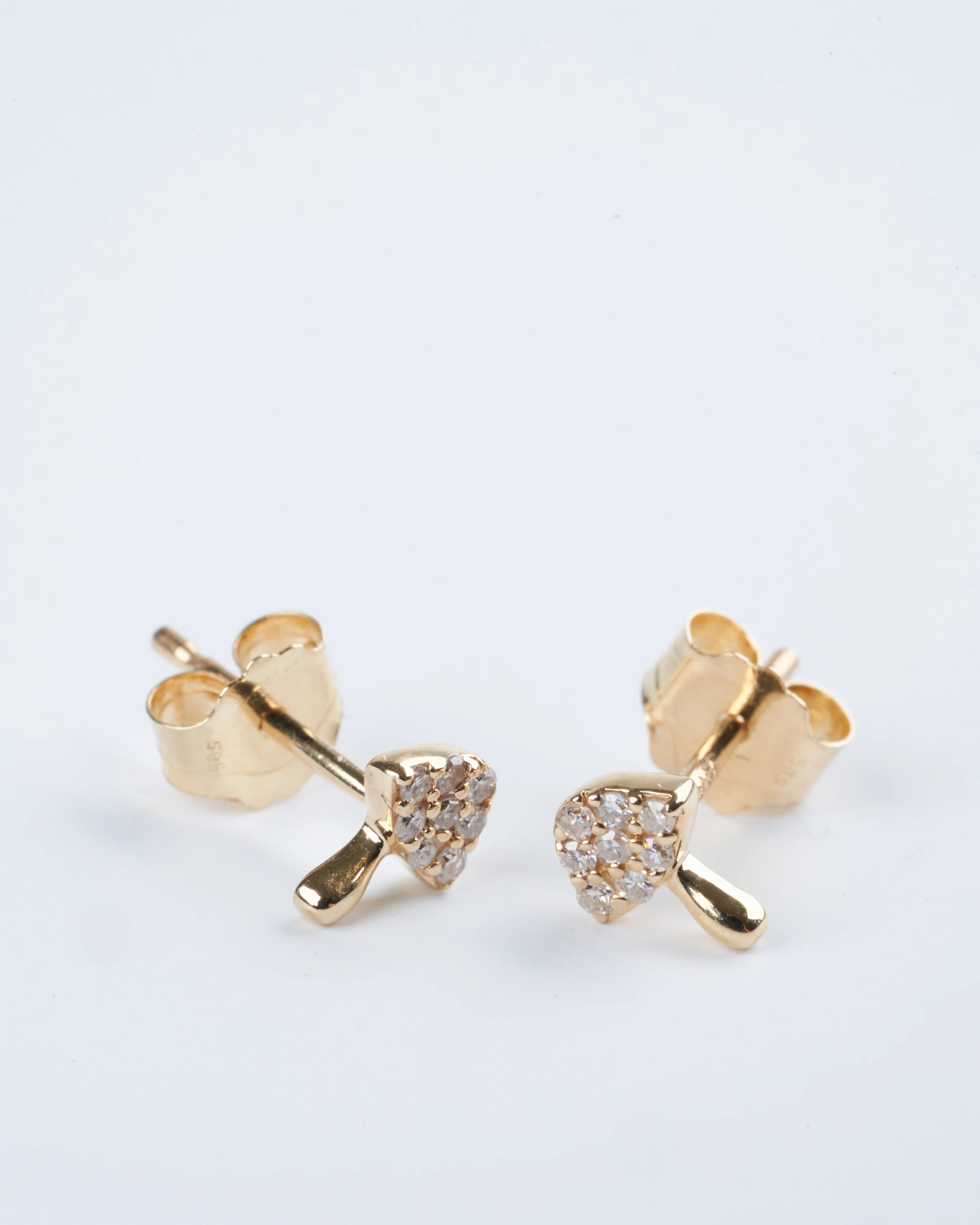 mini diamond mushroom stud earrings - gold - Image 2