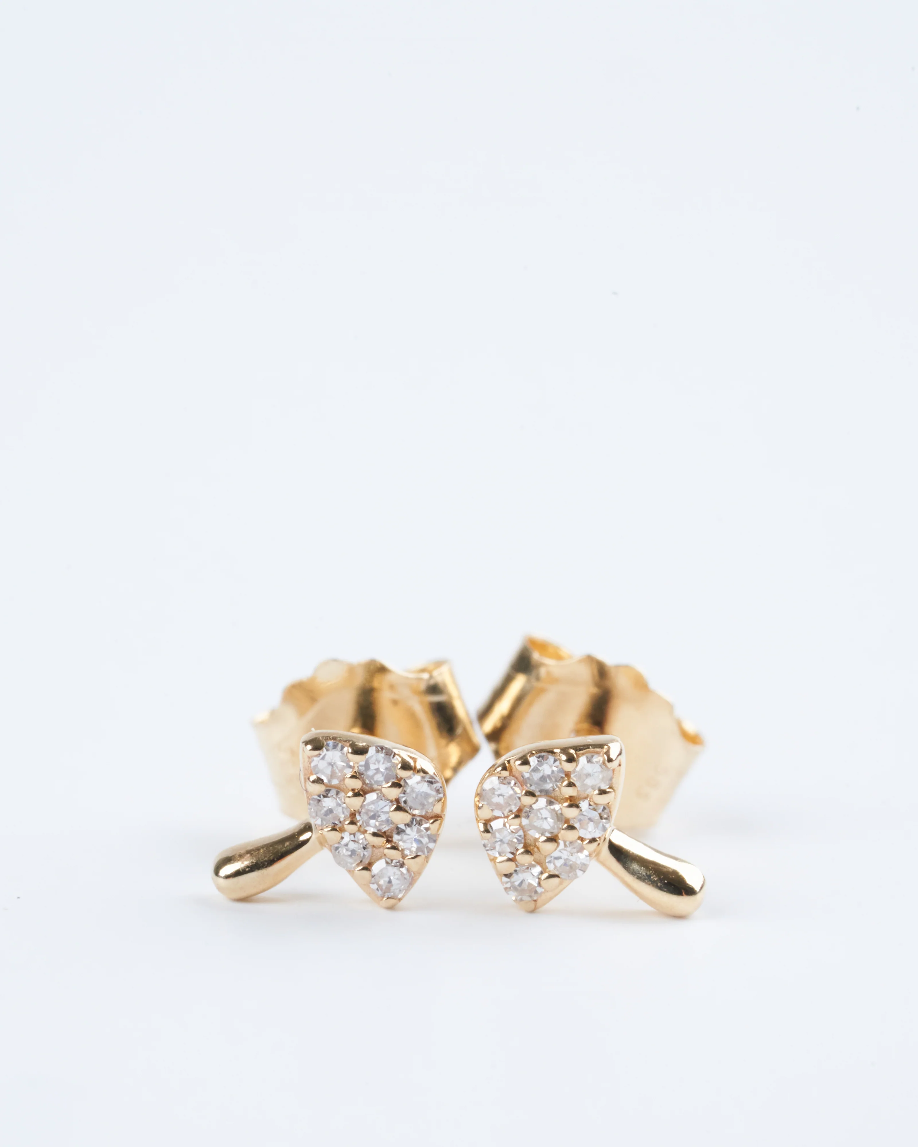 mini diamond mushroom stud earrings - gold - Image 3