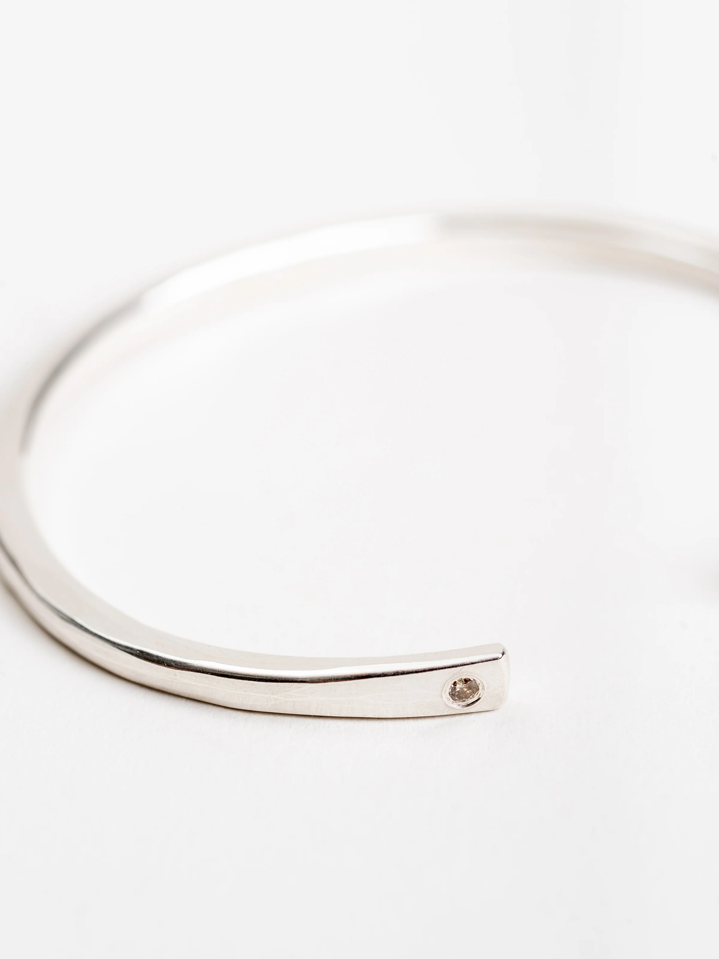 sterling cuff w/ two champagne diamonds - Image 3