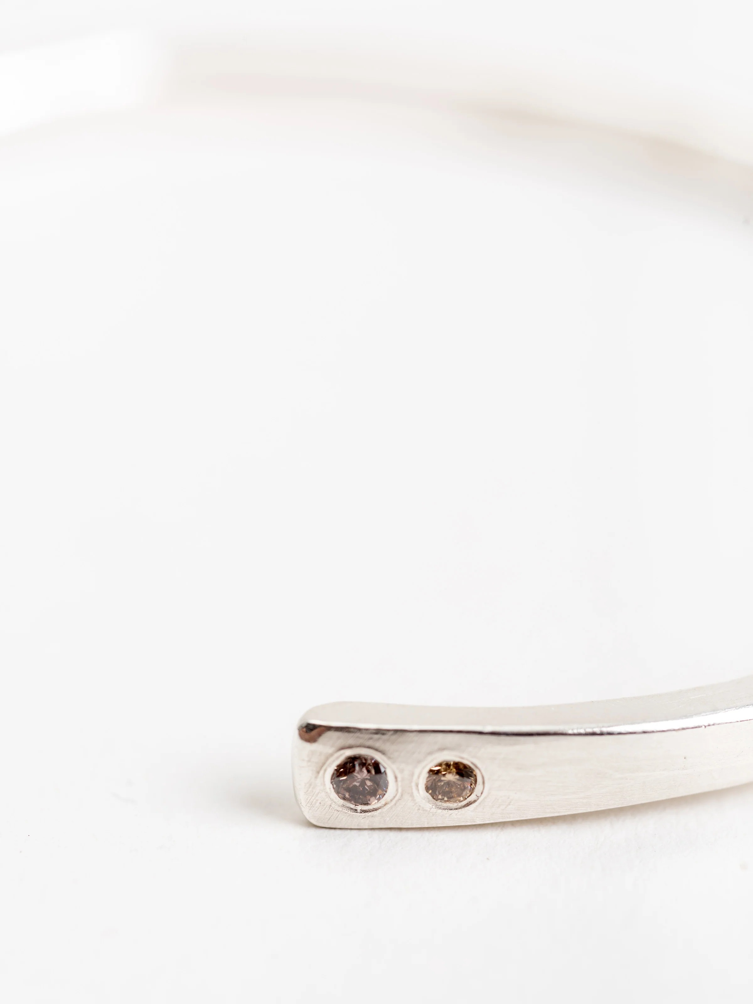 sterling cuff w/ three champagne diamonds - Image 3