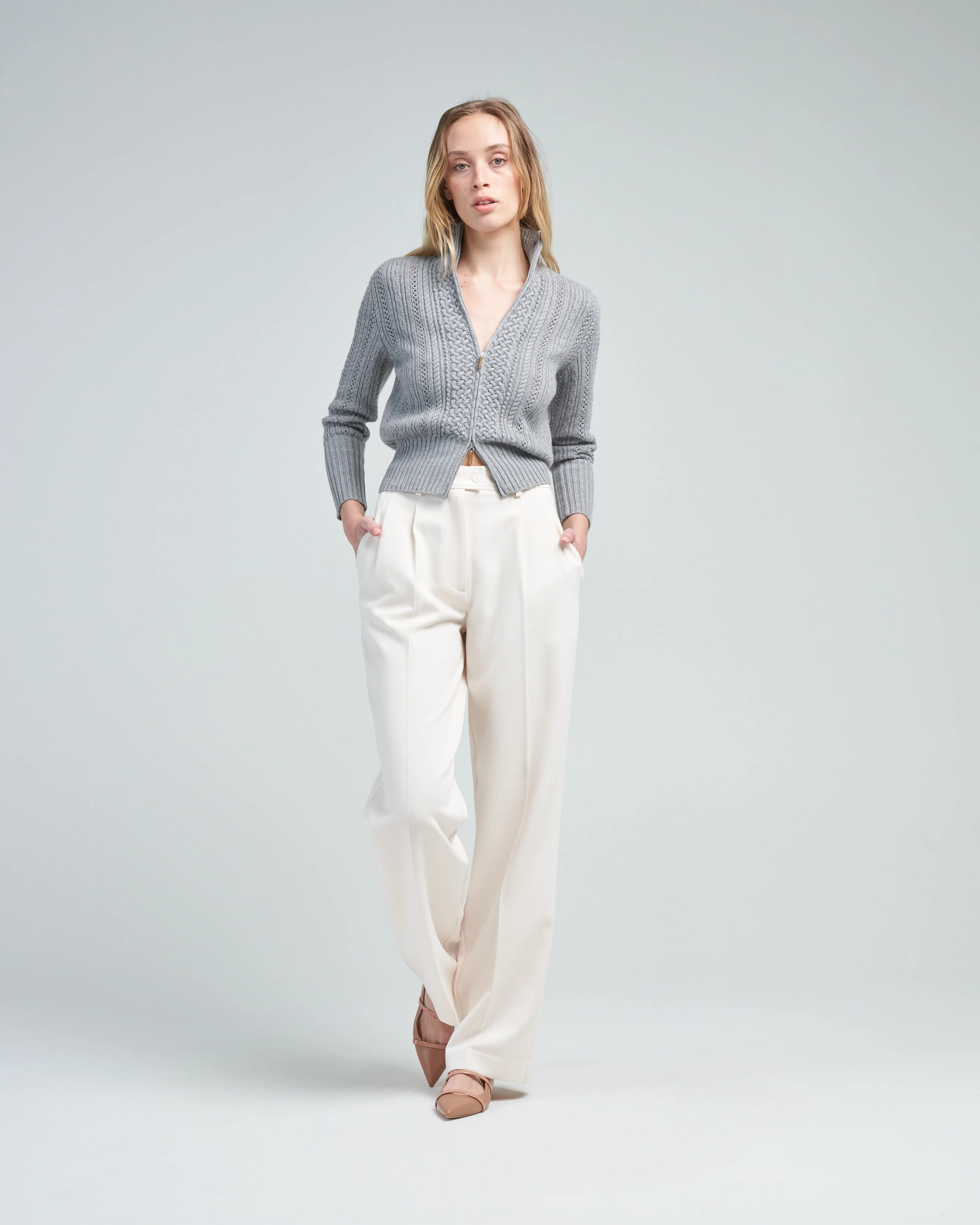 cashmere zip-up cardigan - Image 2