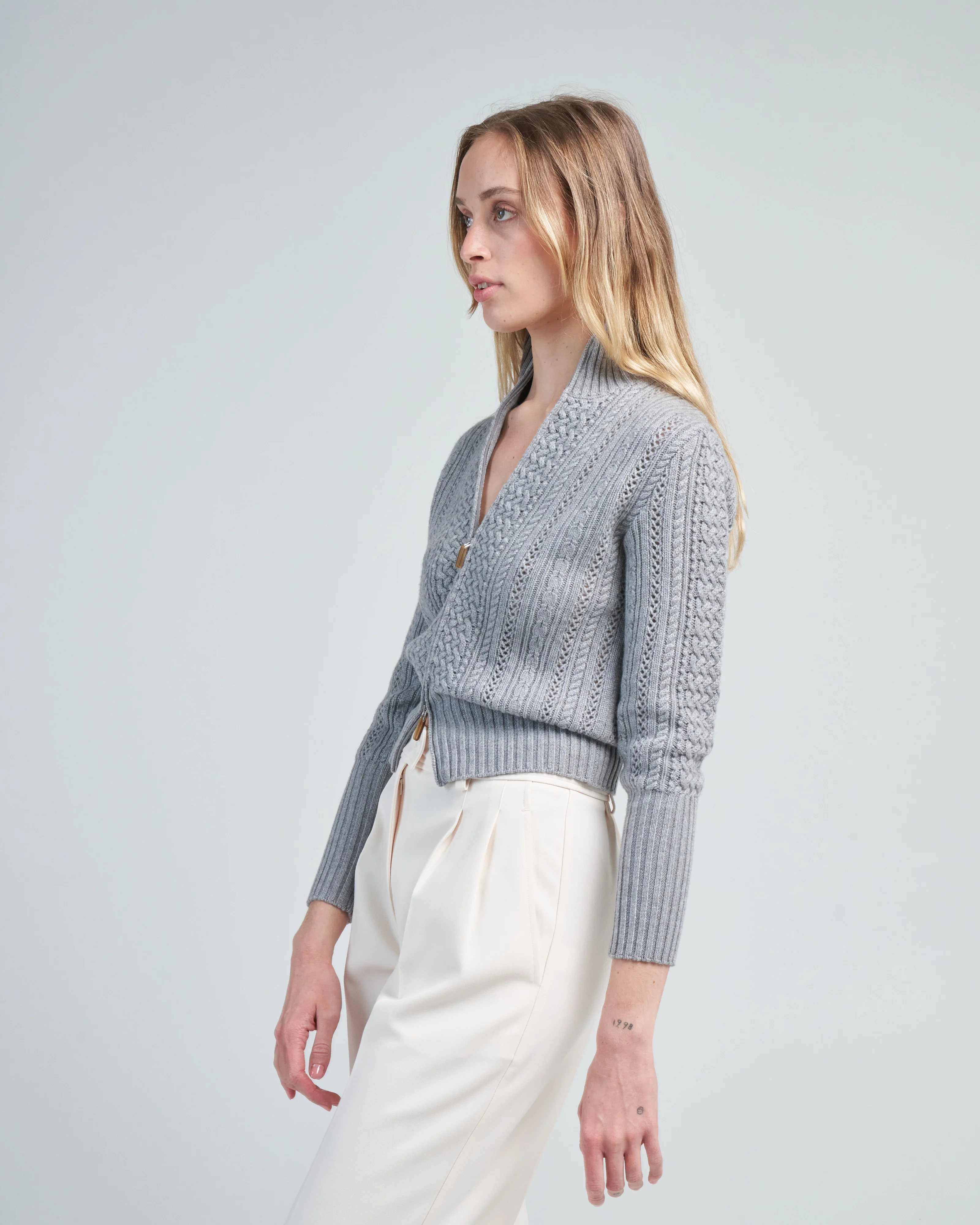 cashmere zip-up cardigan - Image 3