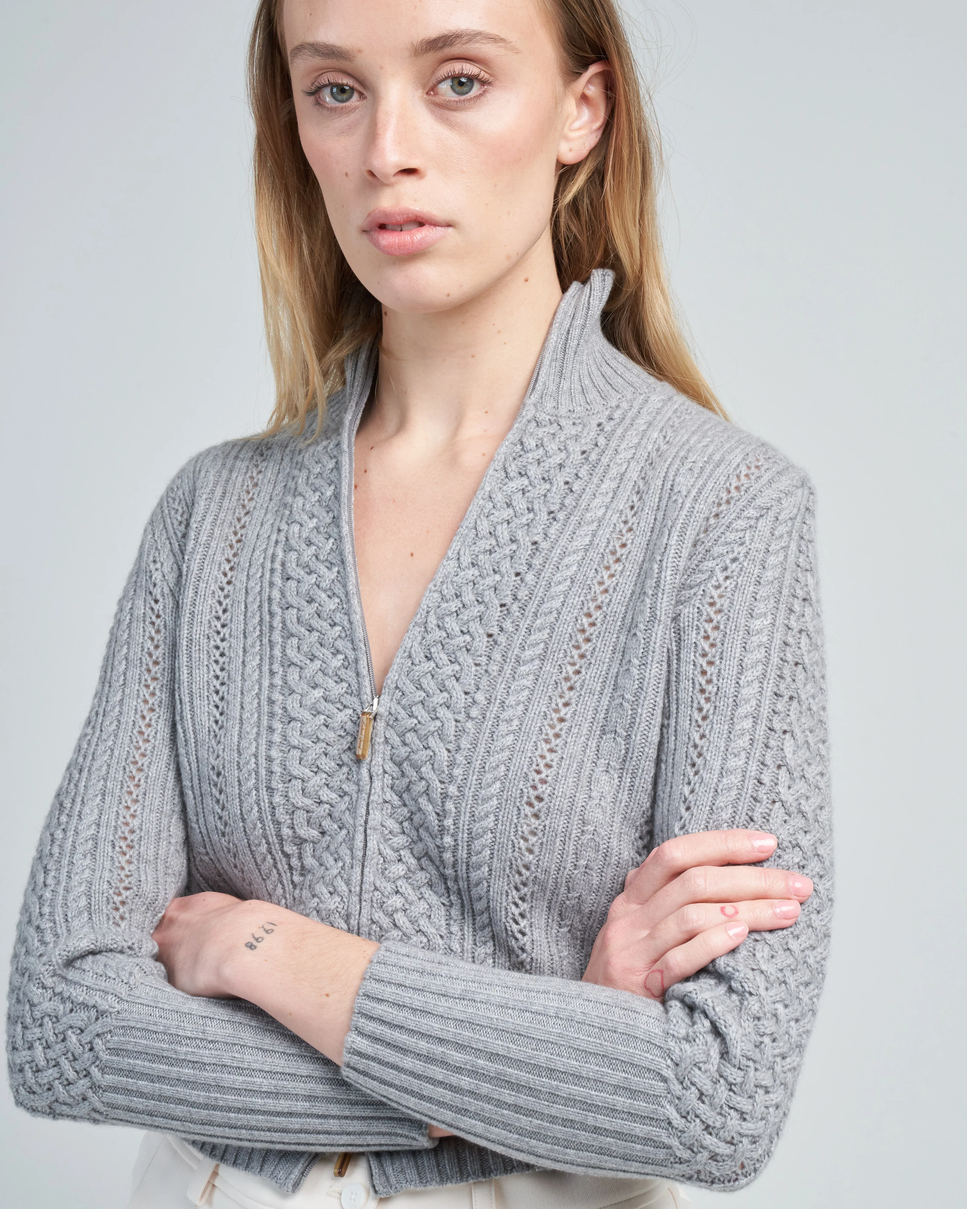 cashmere zip-up cardigan - Image 5