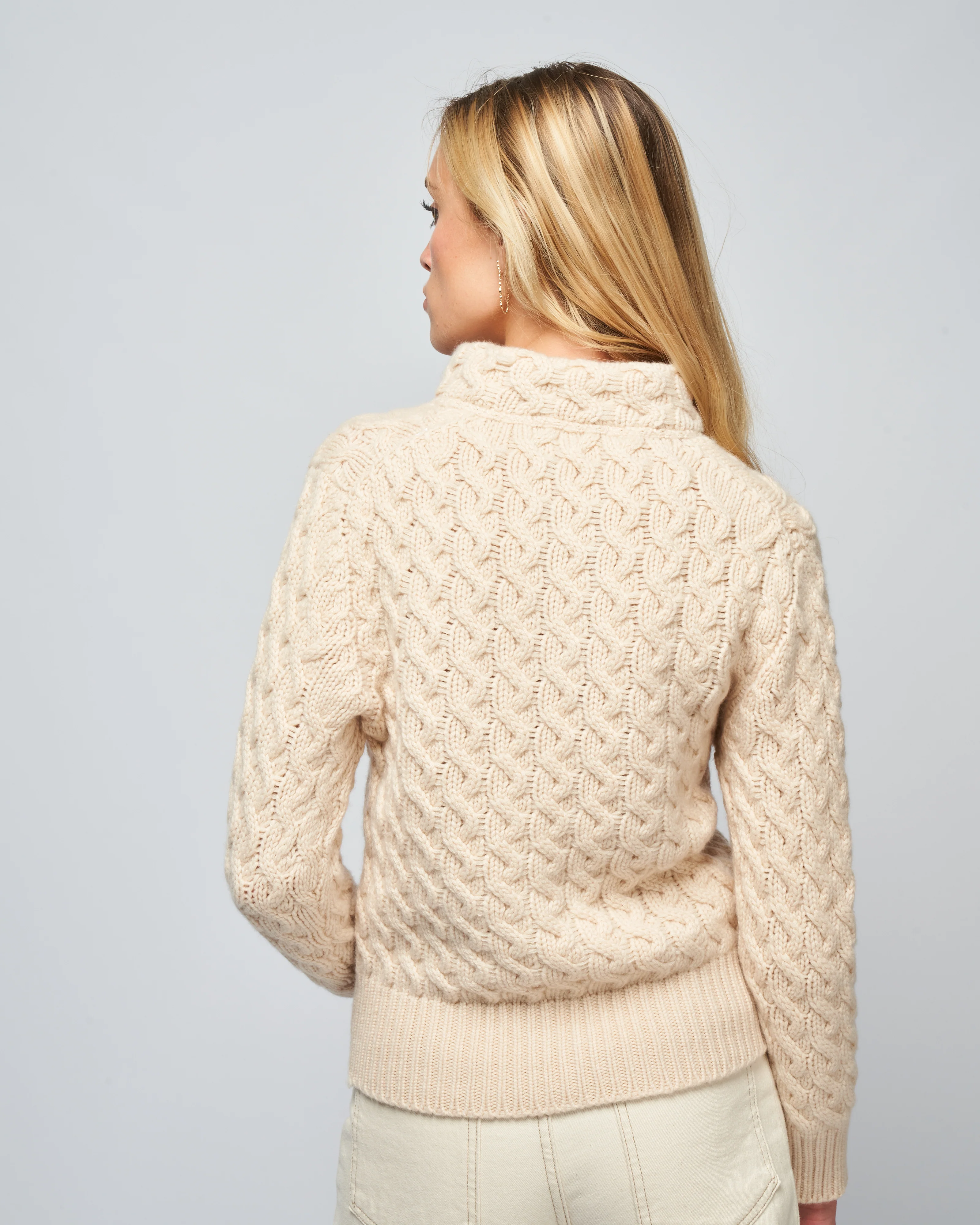 cashmere zipped cardigan - cream - Image 4