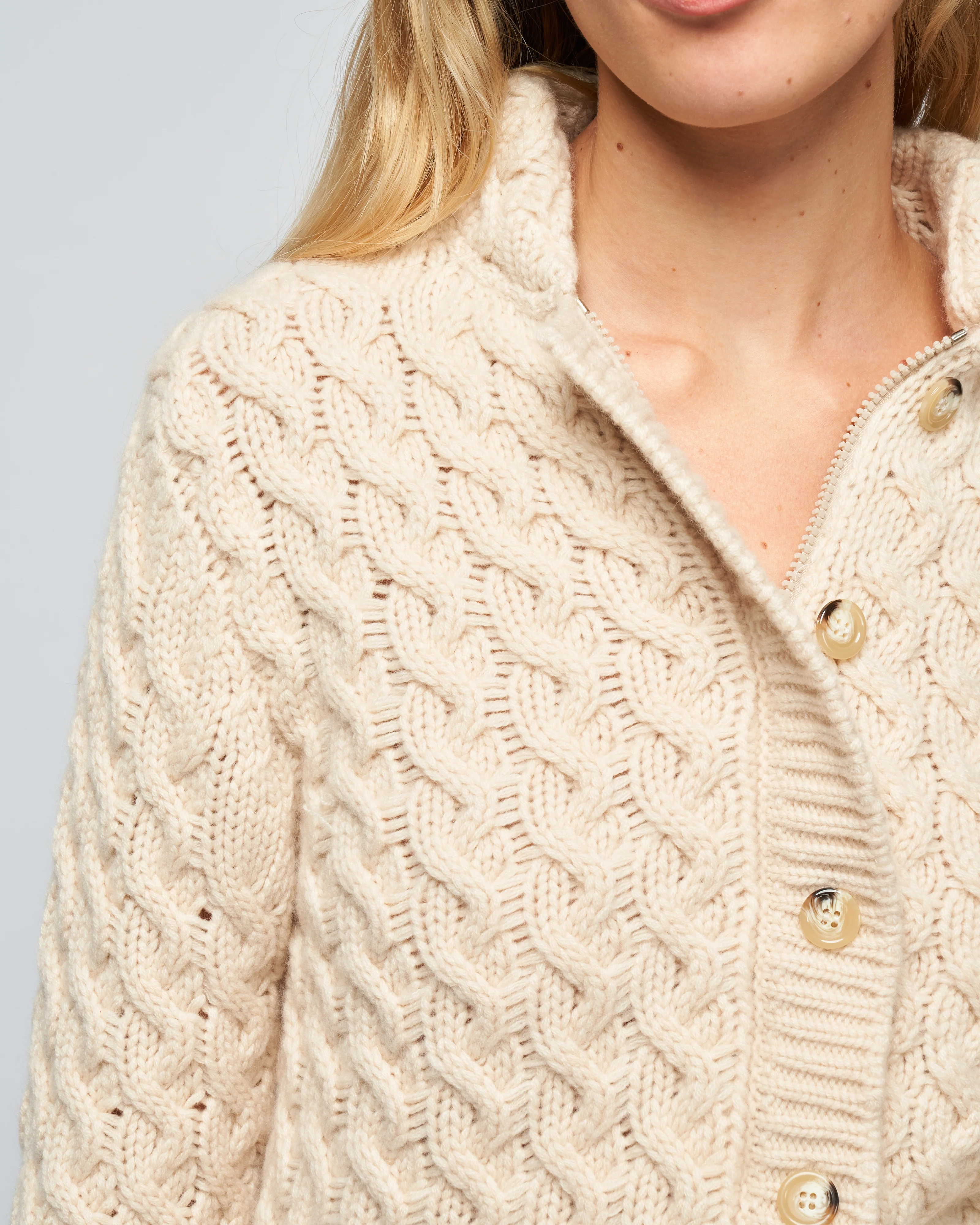 cashmere zipped cardigan - cream - Image 5