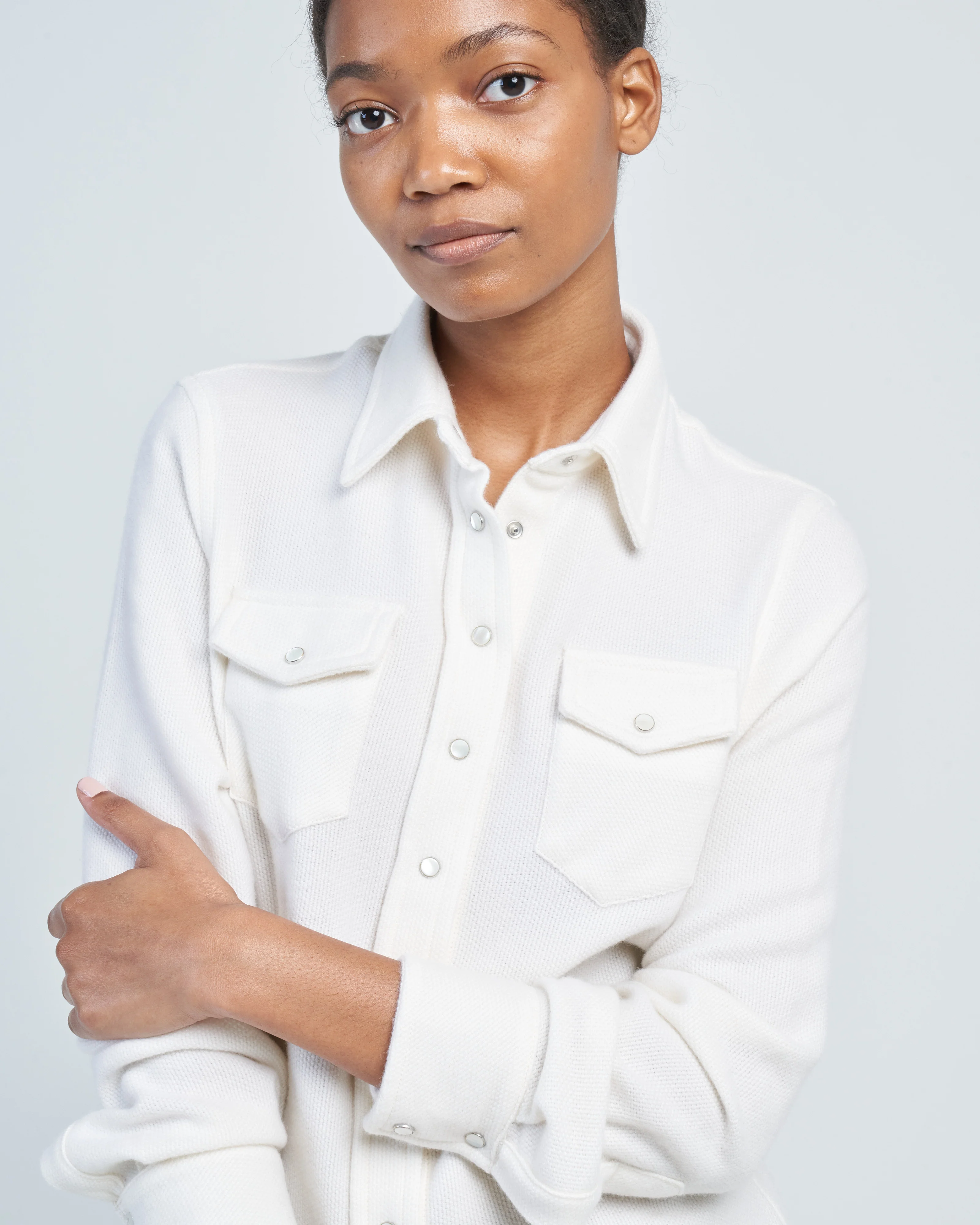 plain woven cashmere shirt - Image 2