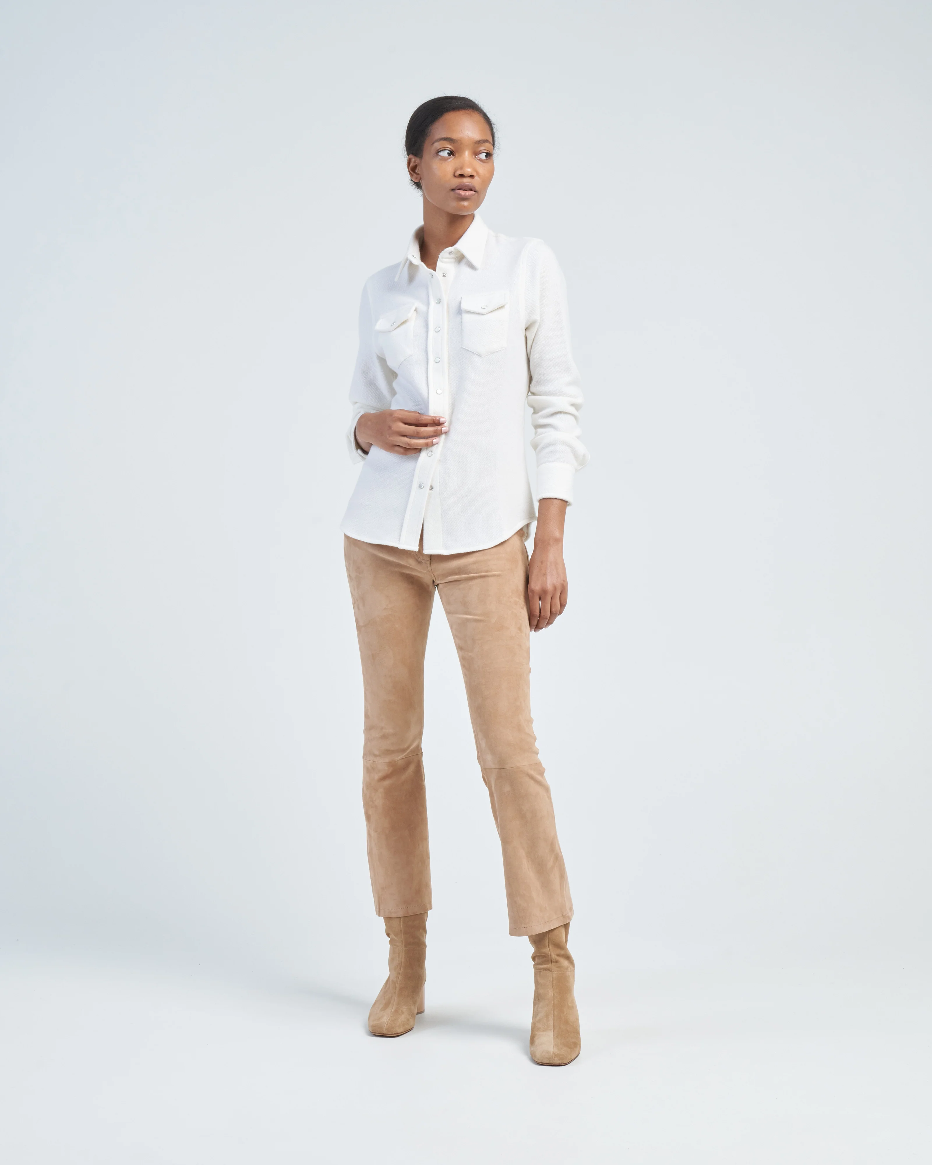 plain woven cashmere shirt - Image 3