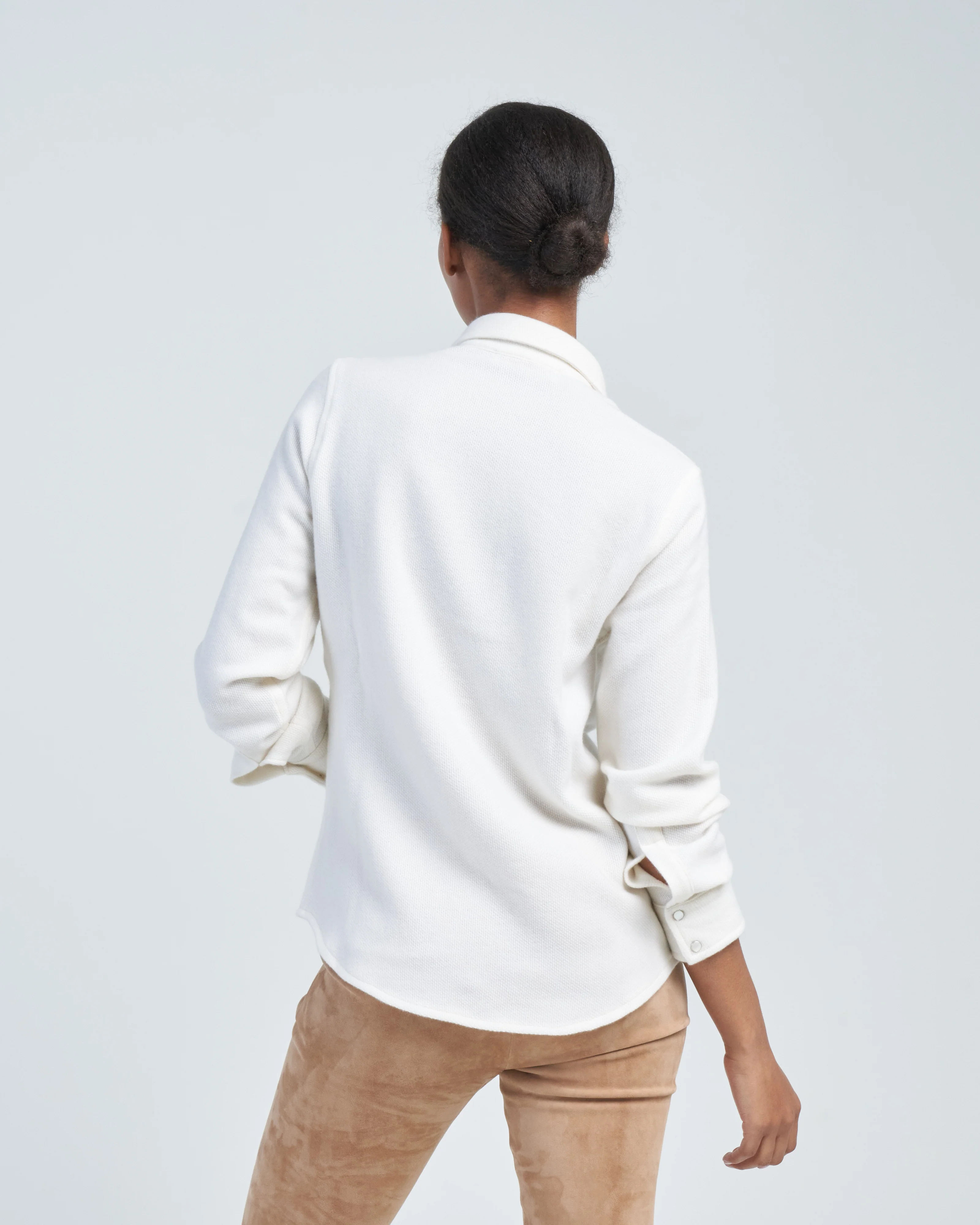 plain woven cashmere shirt - Image 5