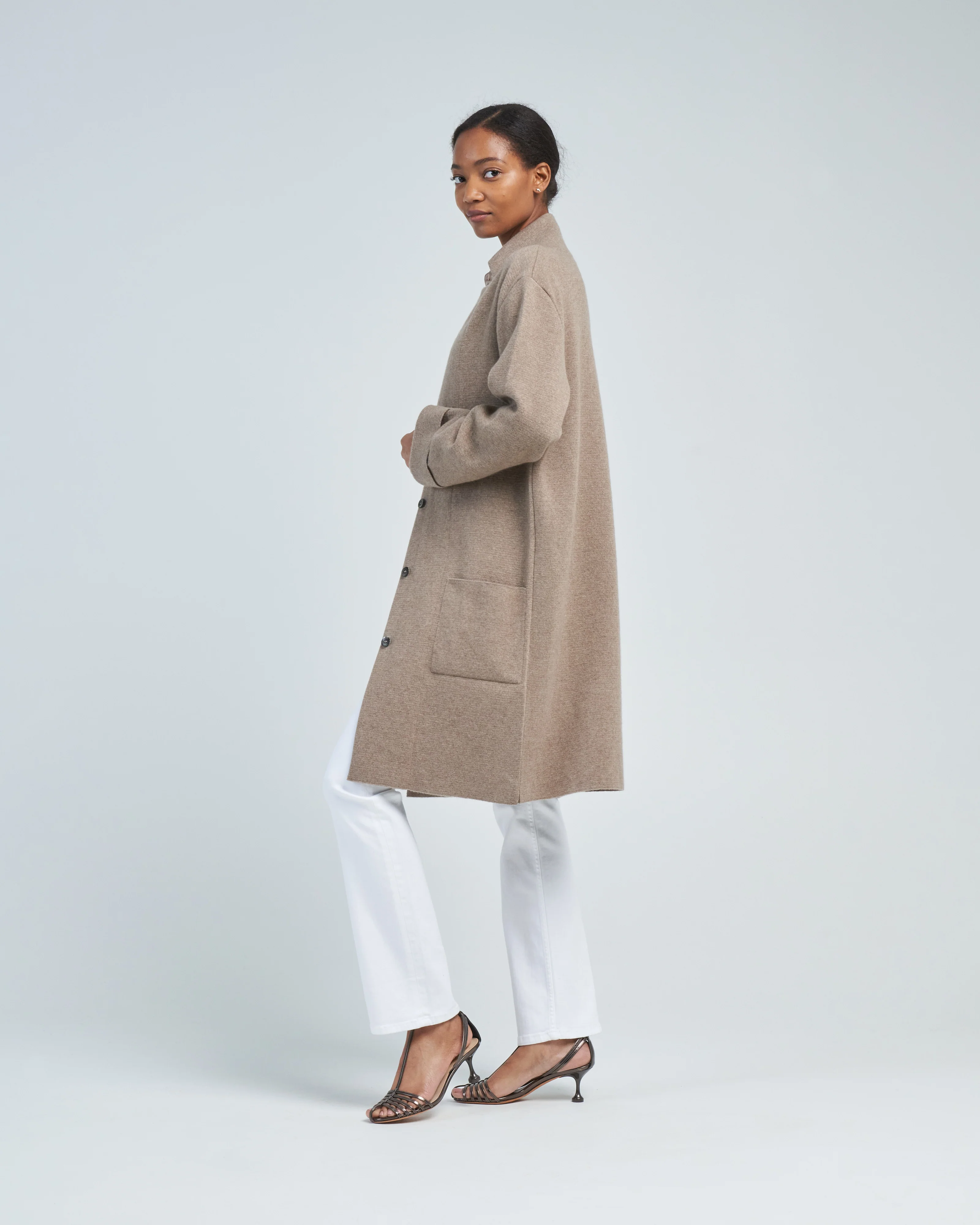 solid 3/4 cashmere coat - Image 2