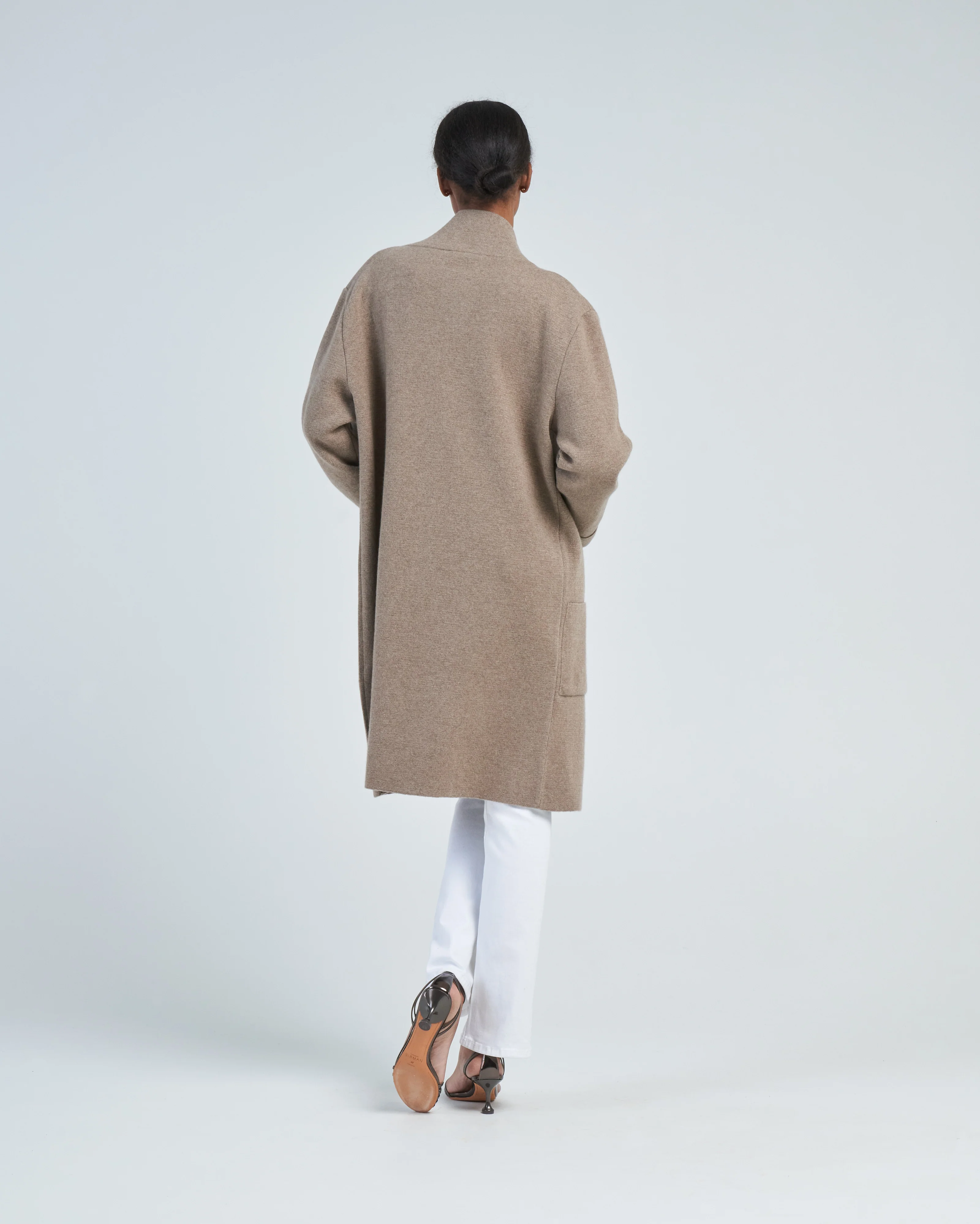 solid 3/4 cashmere coat - Image 4