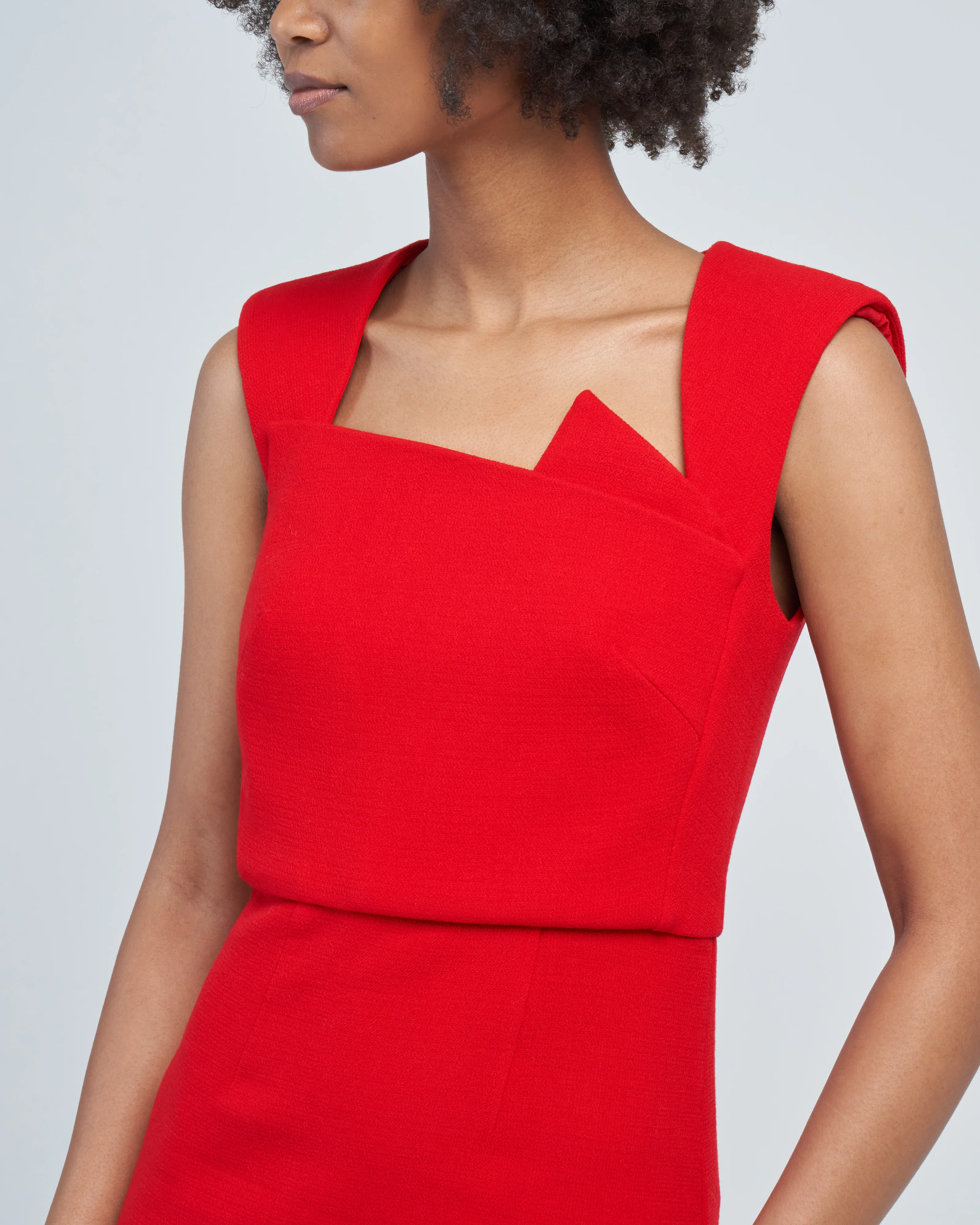 wool crepe midi dress red - Image 2