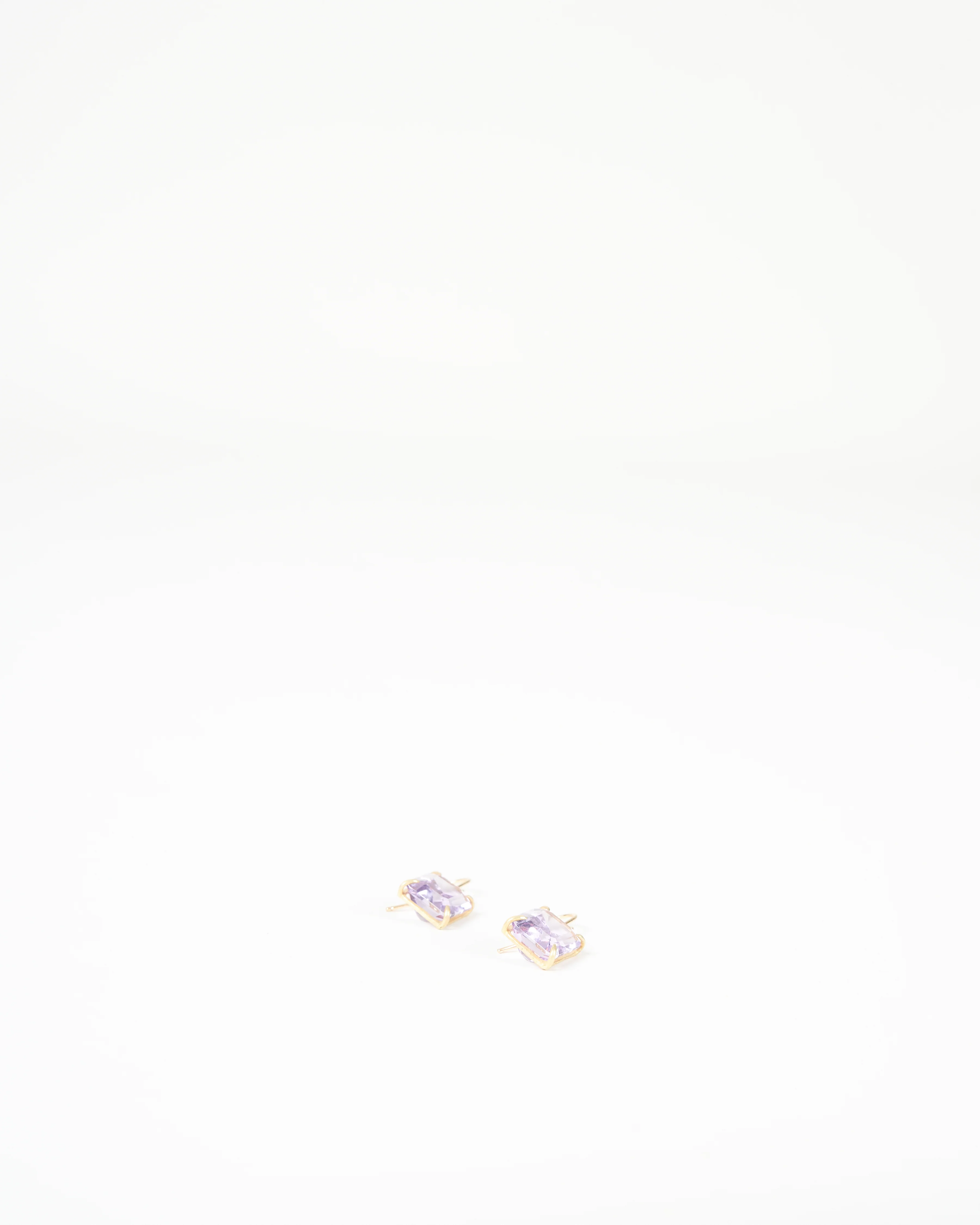 emerald cut faceted lavender amethyst earrings - Image 2