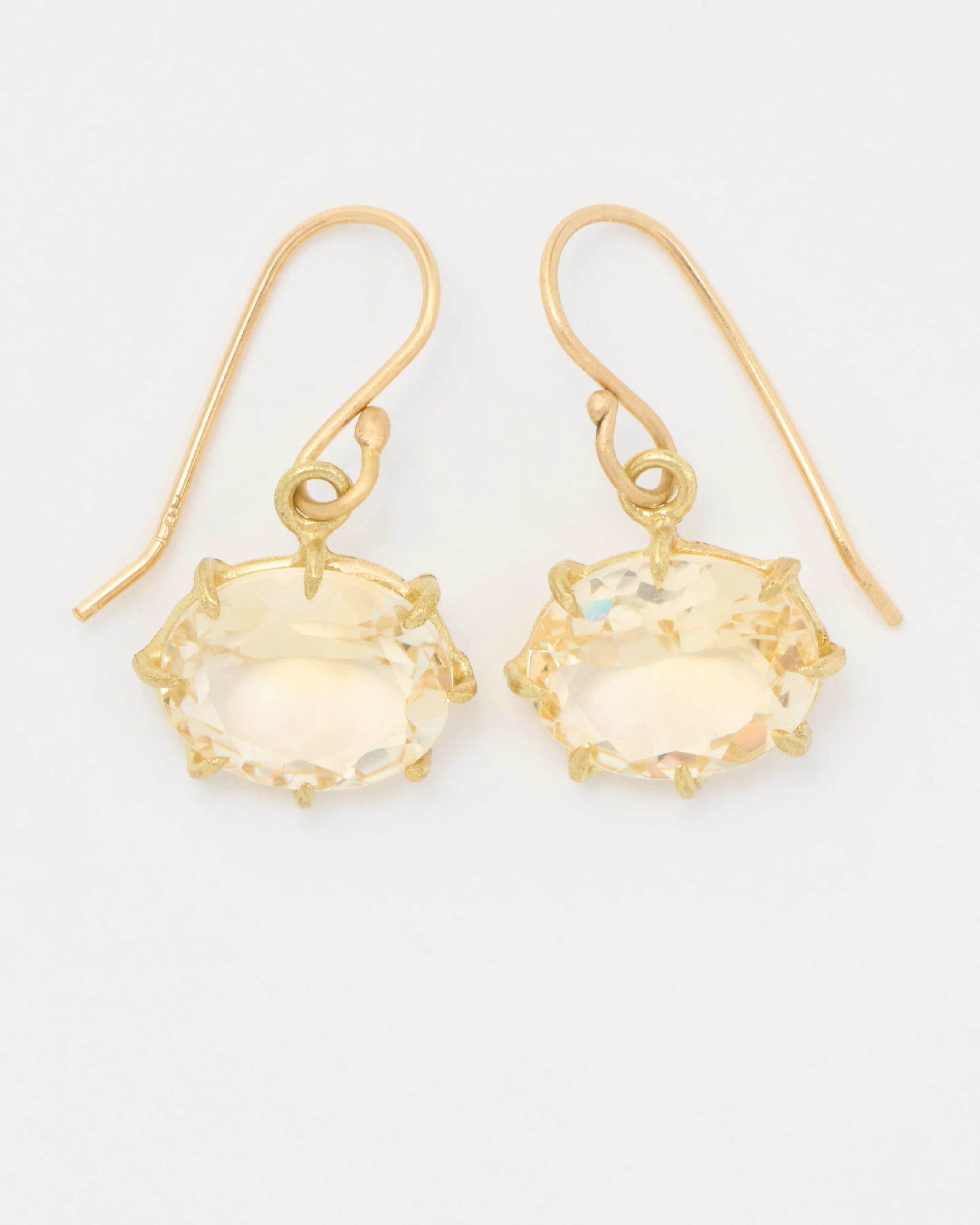 18k citrine faceted oval drop earrings - Image 4