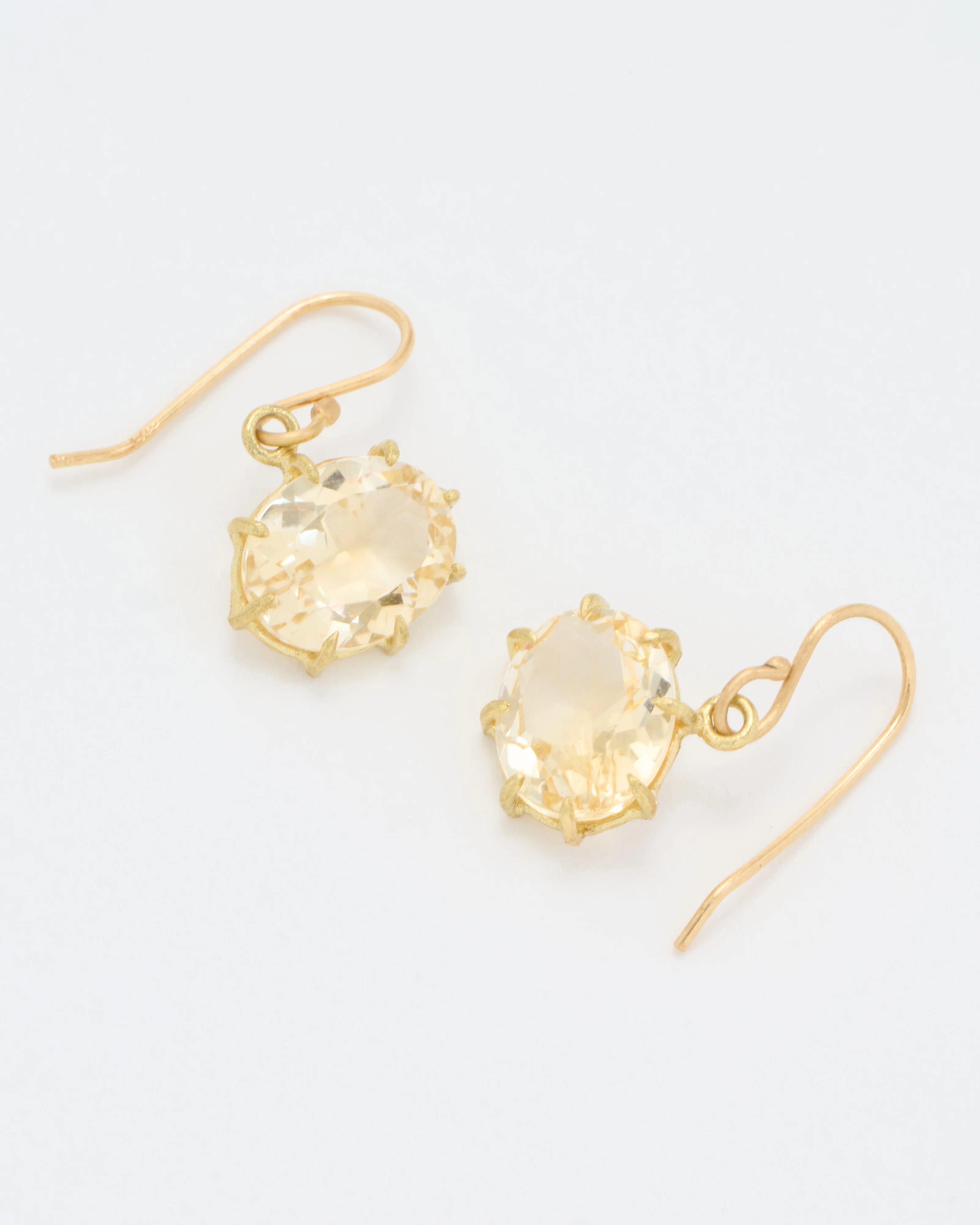 18k citrine faceted oval drop earrings - Image 5
