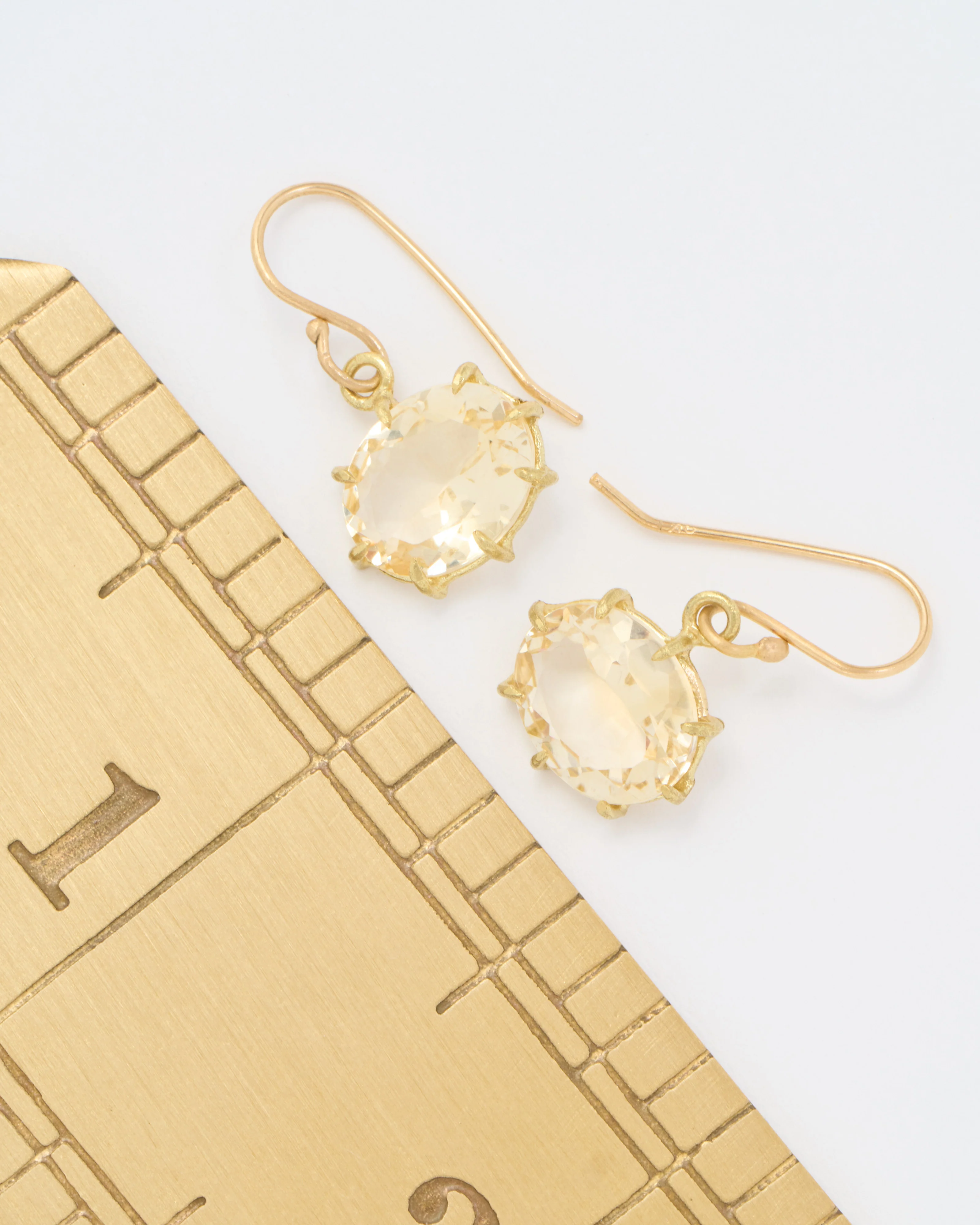 18k citrine faceted oval drop earrings - Image 6
