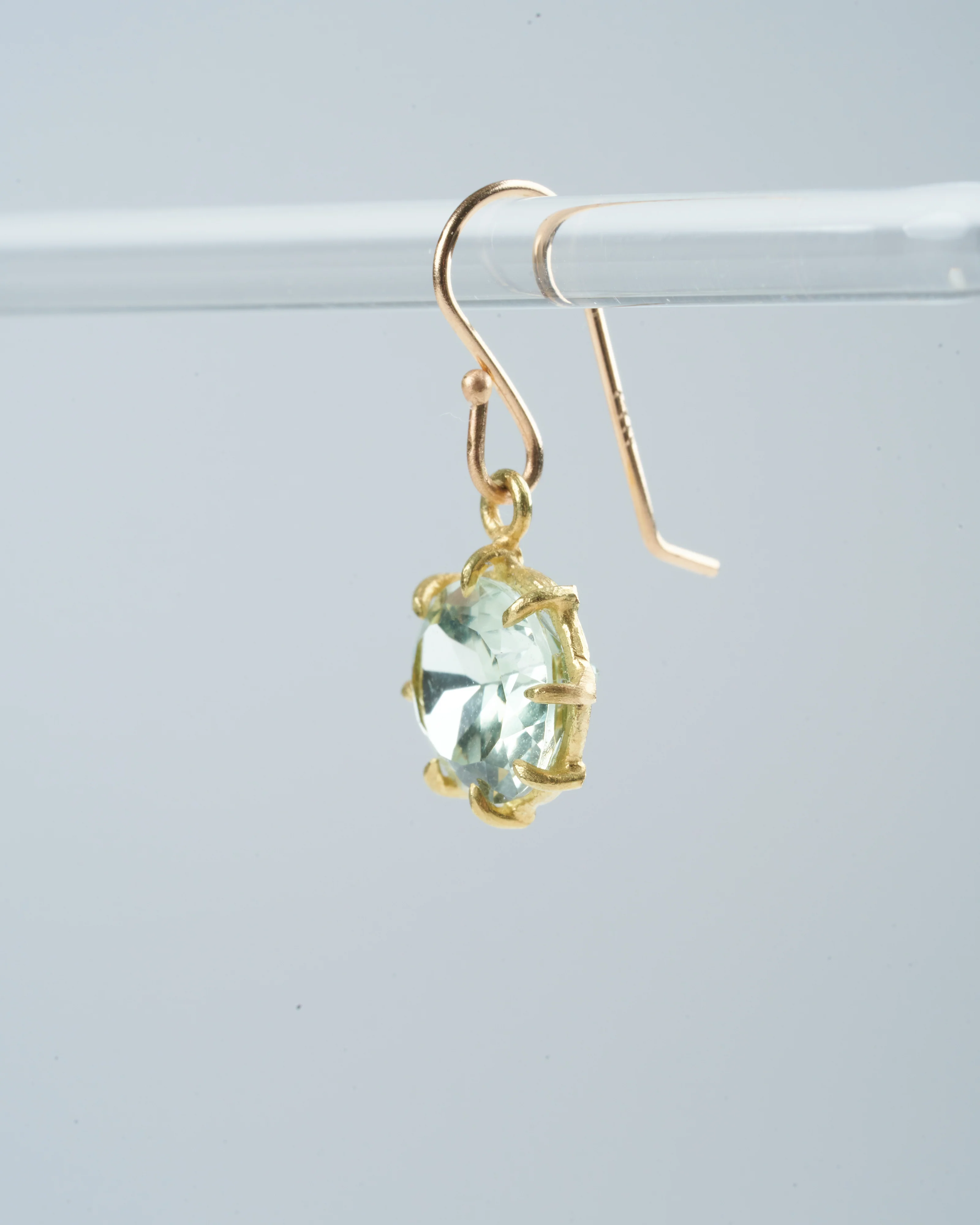 faceted oval amethyst drop earrings - green/ gold - Image 3