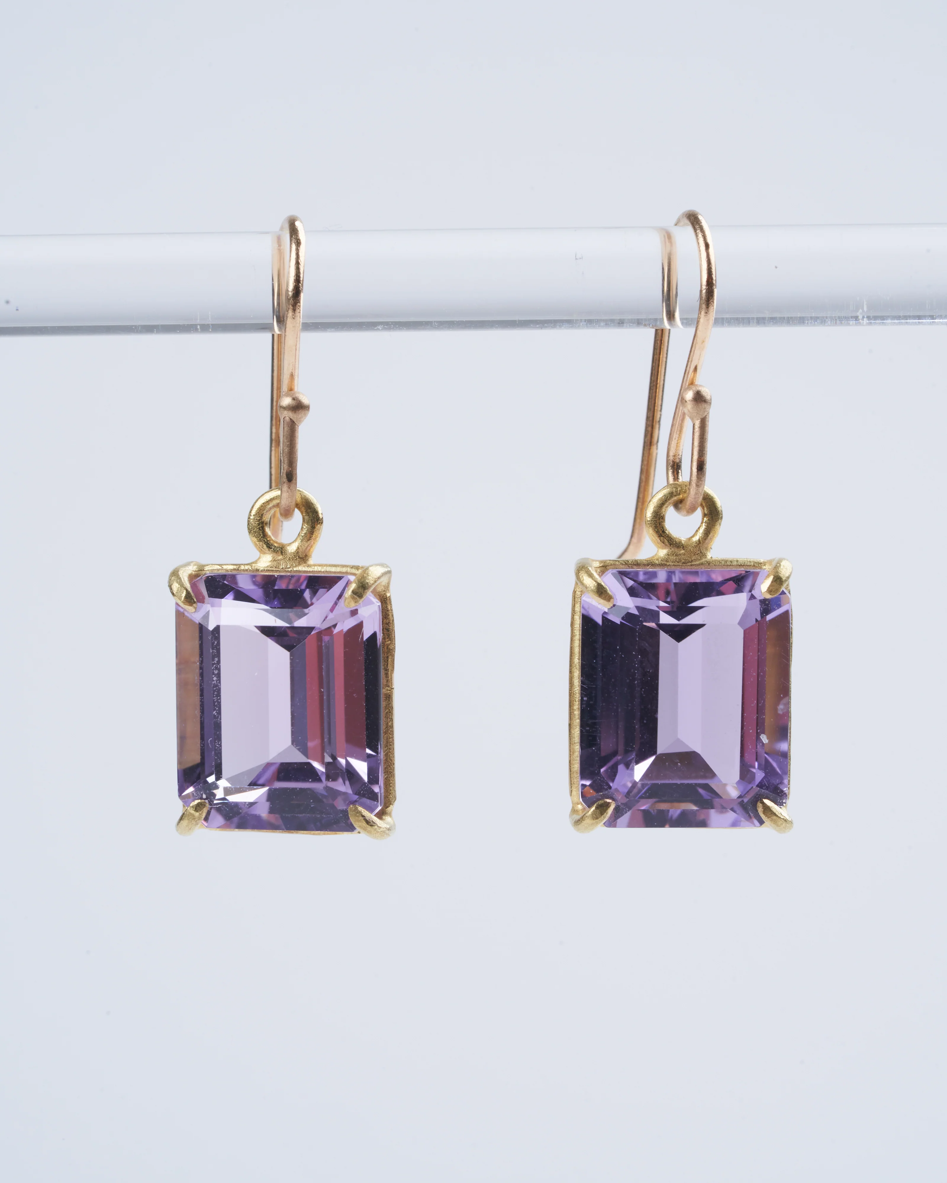 small emerald cut faceted lavender amethyst drops - gold - Image 2