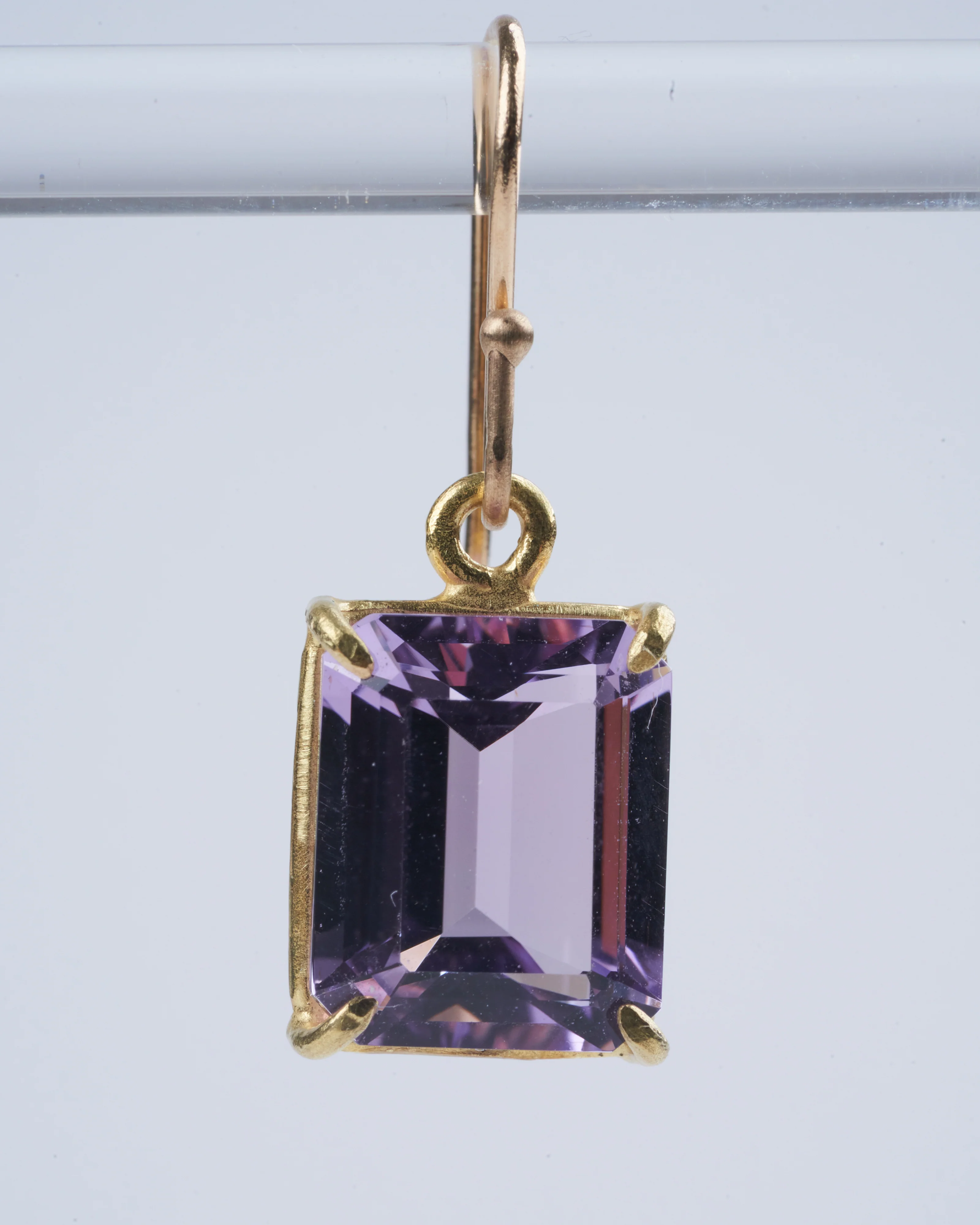 small emerald cut faceted lavender amethyst drops - gold - Image 3
