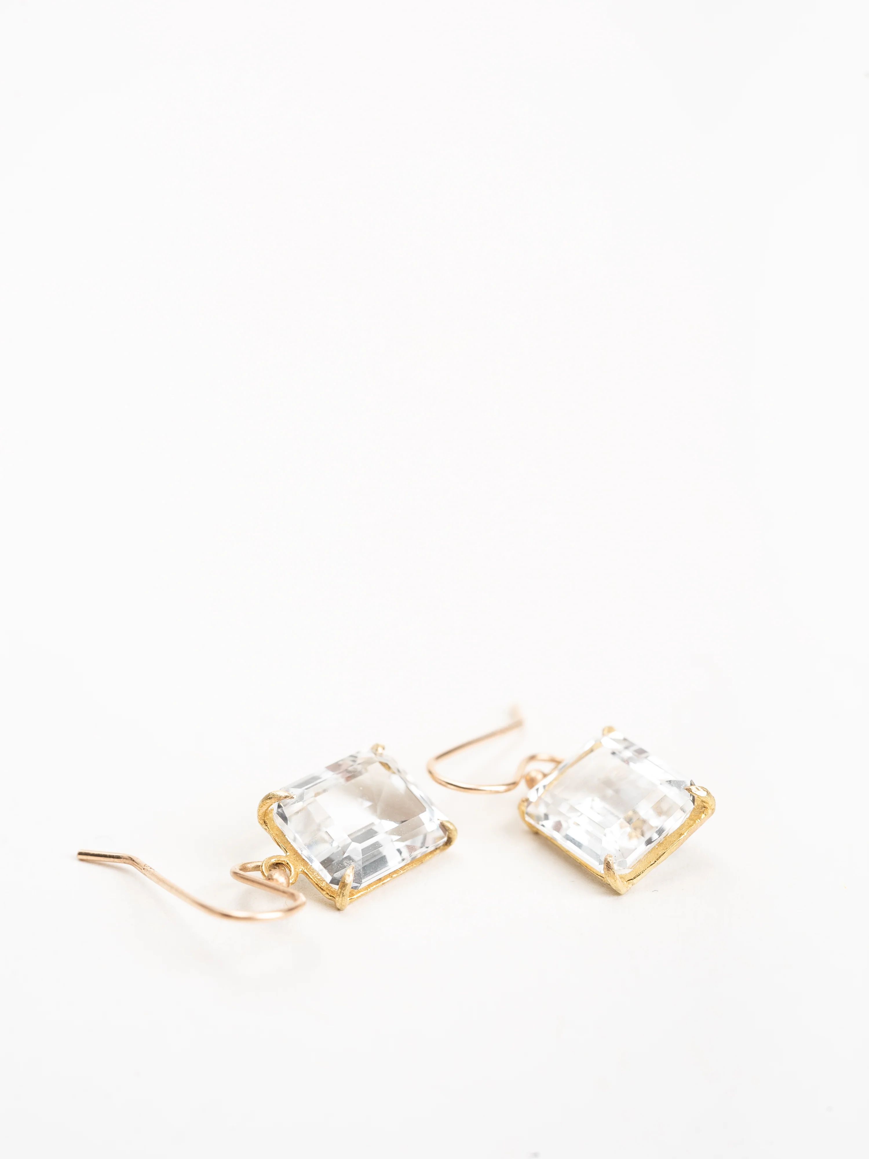 emerald cut white topaz earrings - Image 2