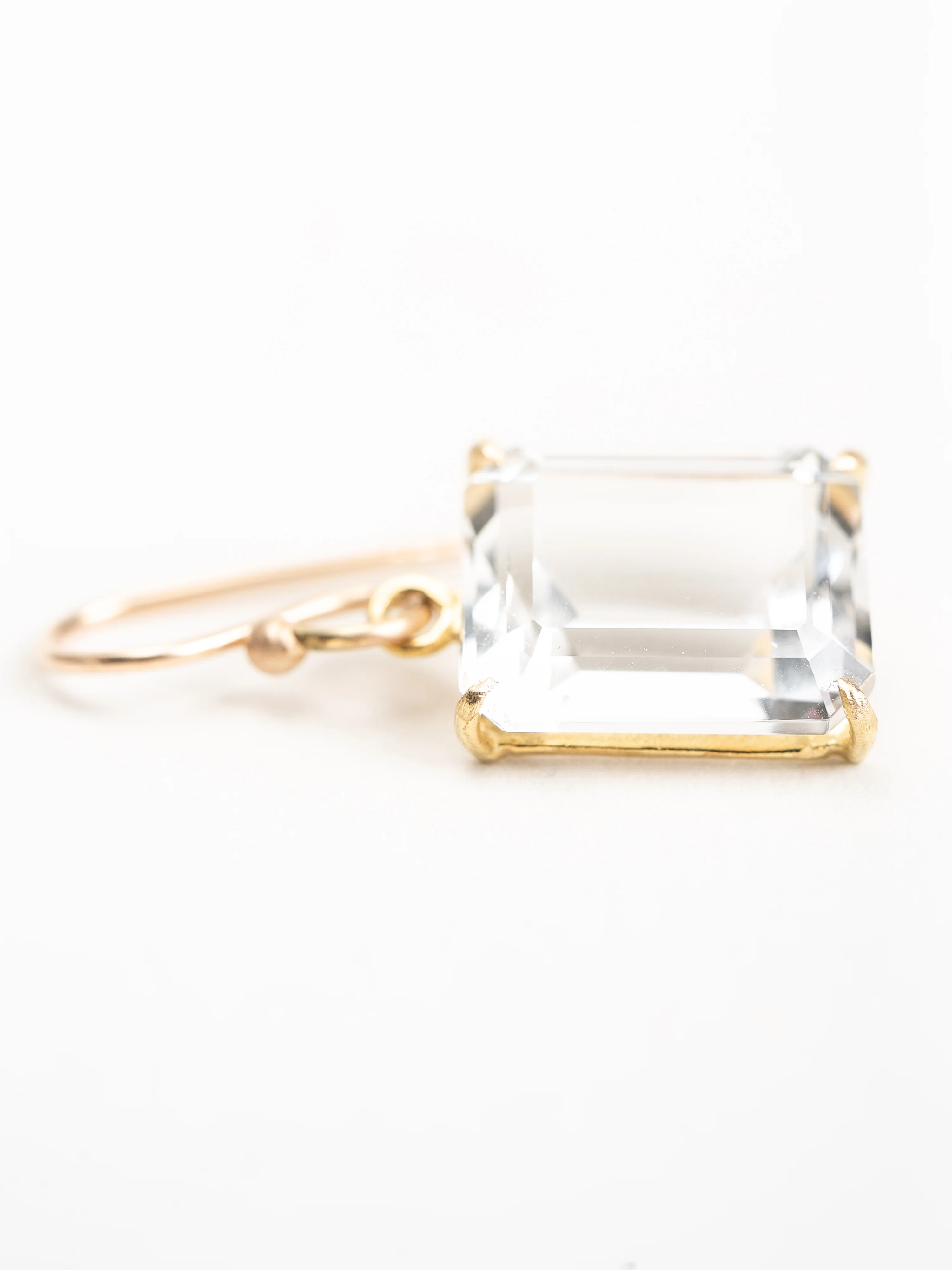 emerald cut white topaz earrings - Image 3