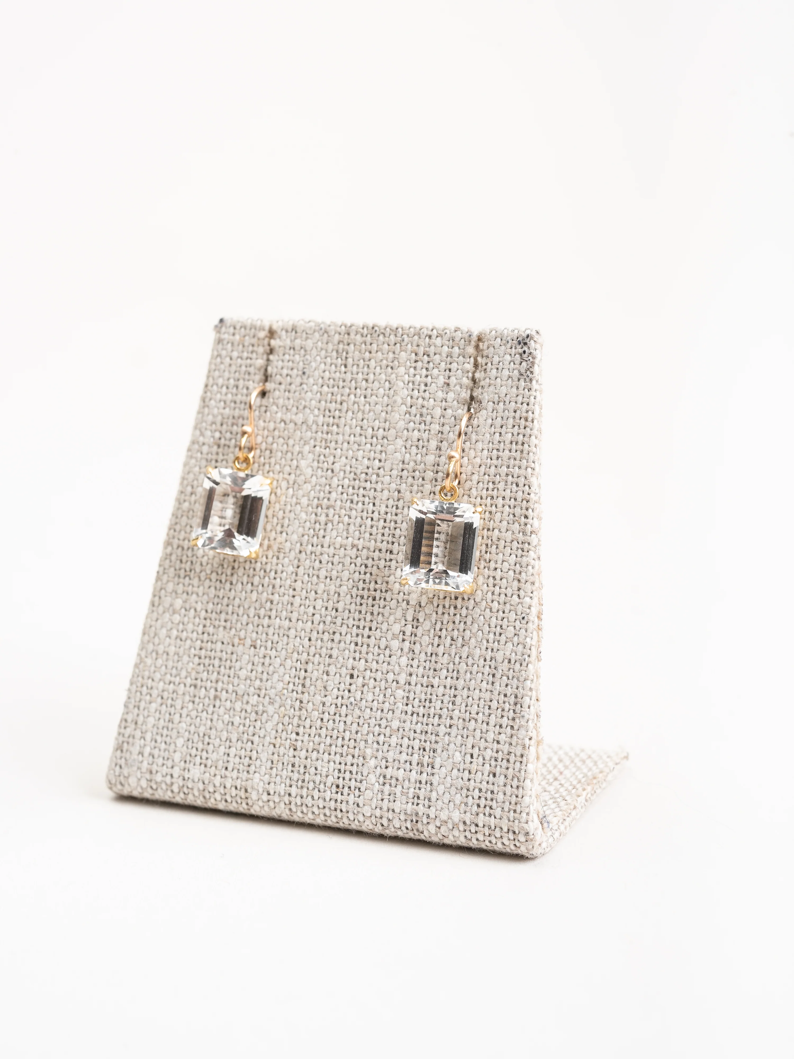 emerald cut white topaz earrings - Image 4