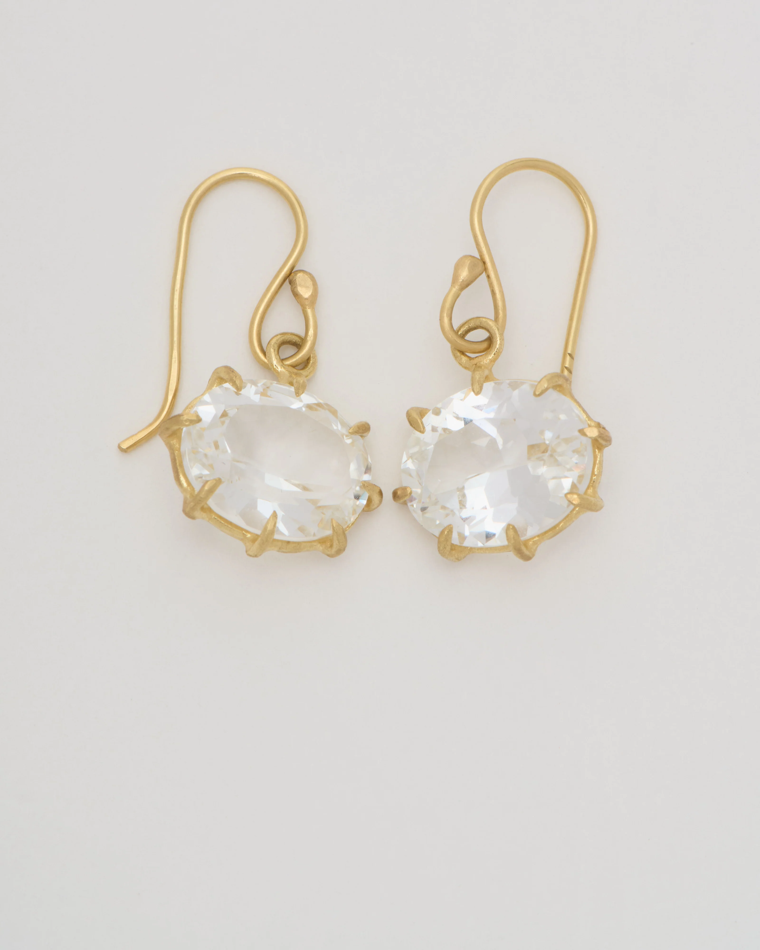 white topaz oval drop small earrings