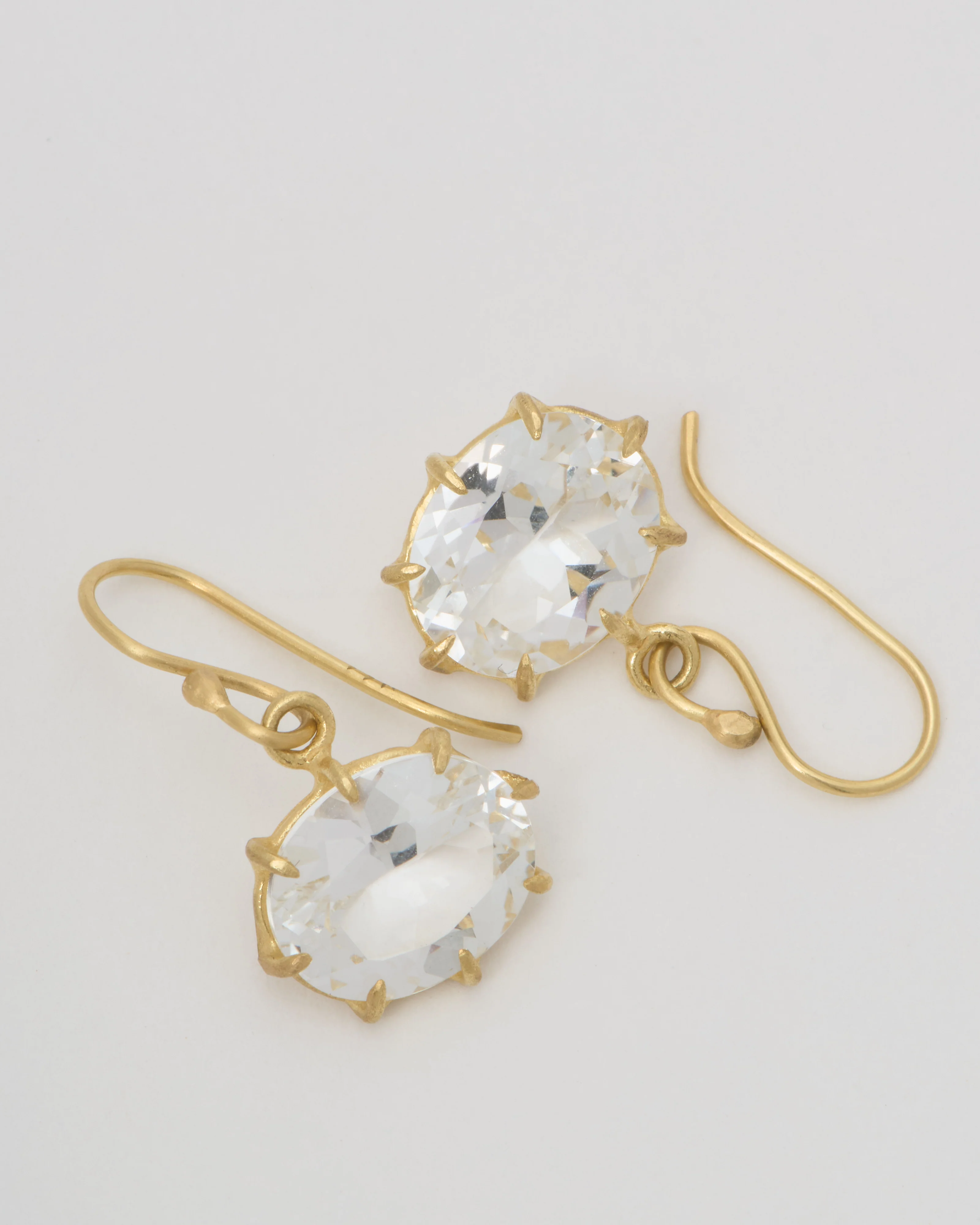 white topaz oval drop small earrings - Image 2