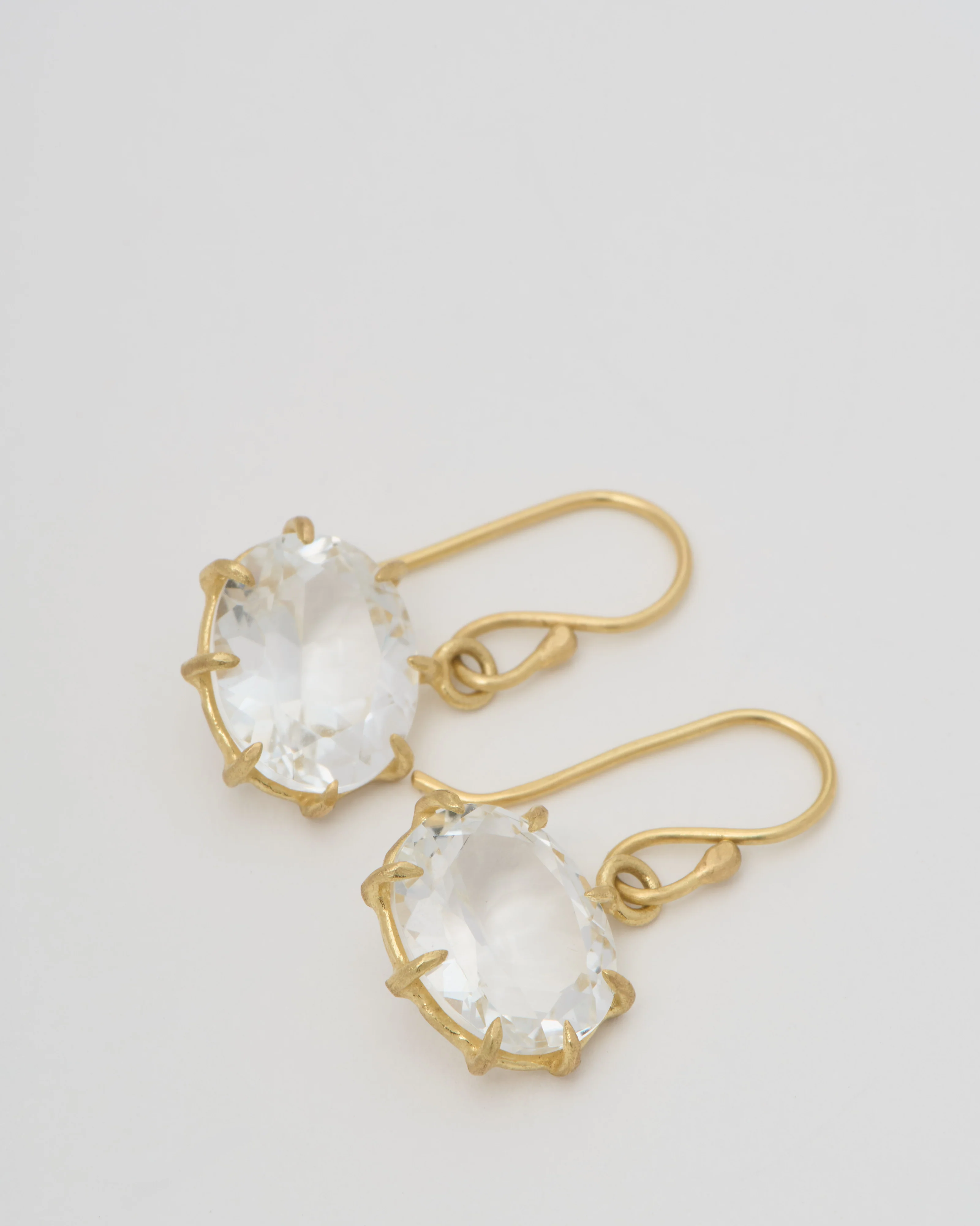 white topaz oval drop small earrings - Image 3
