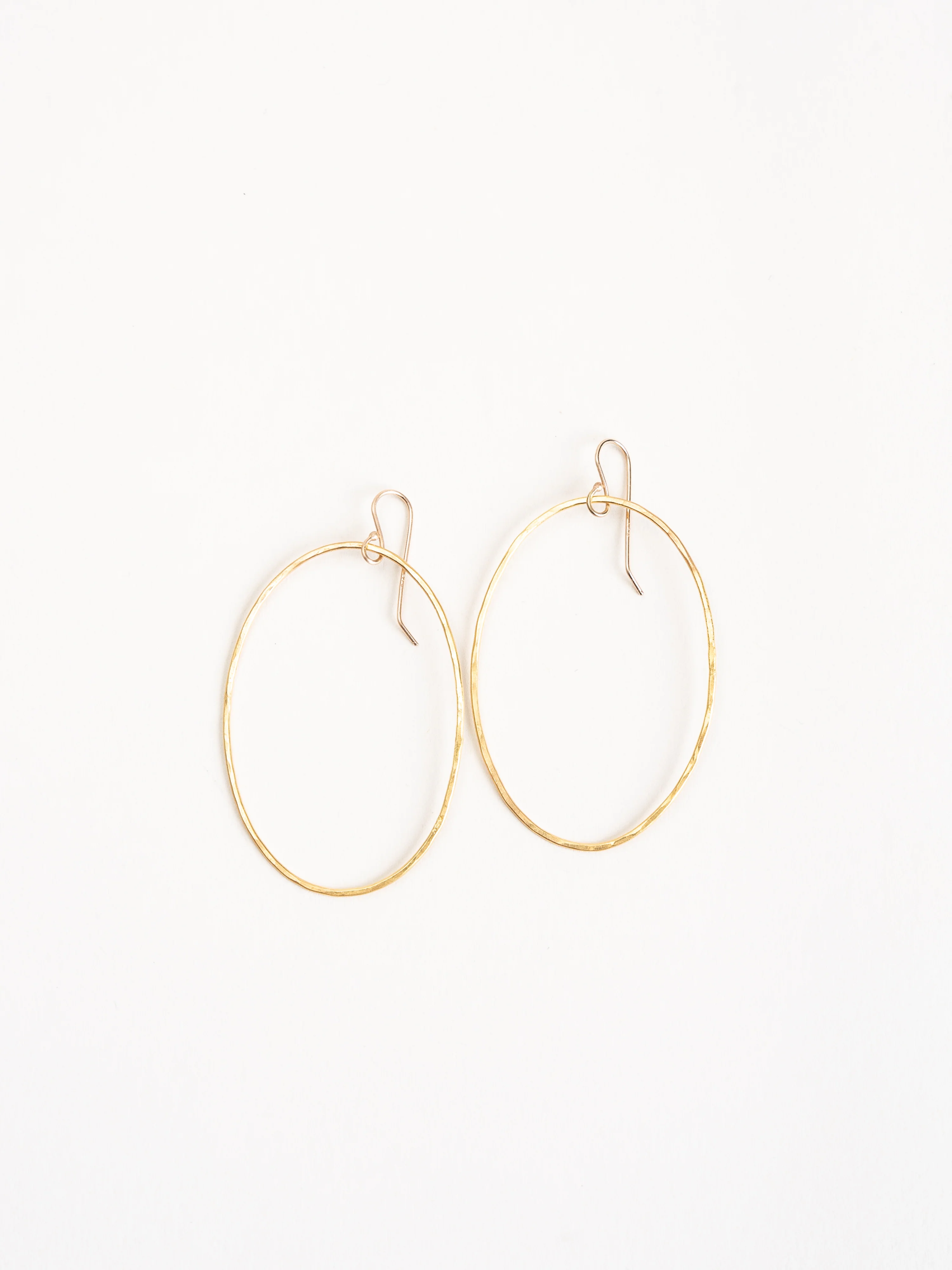 hammered gold large oval hoop