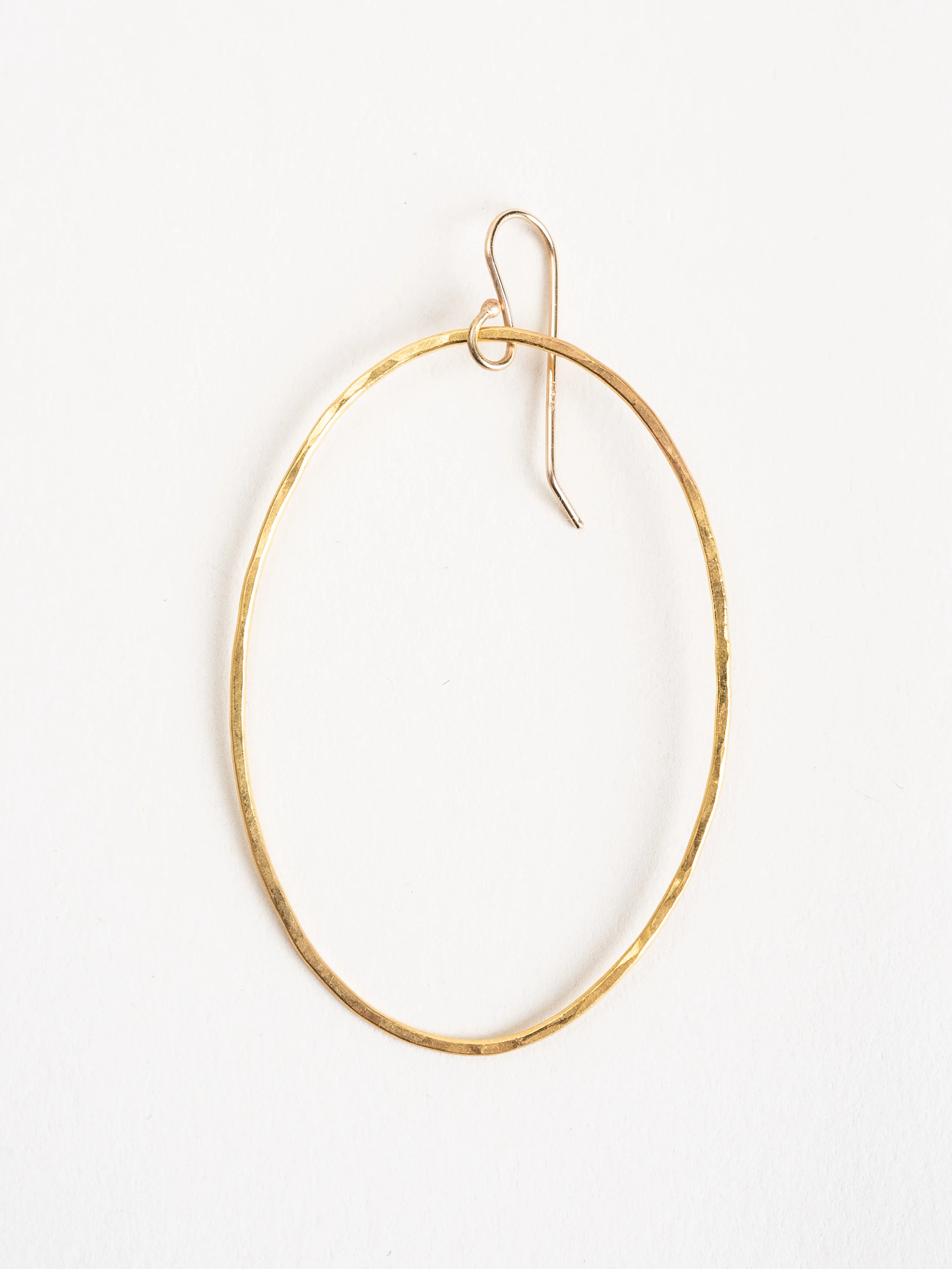 hammered gold large oval hoop - Image 3