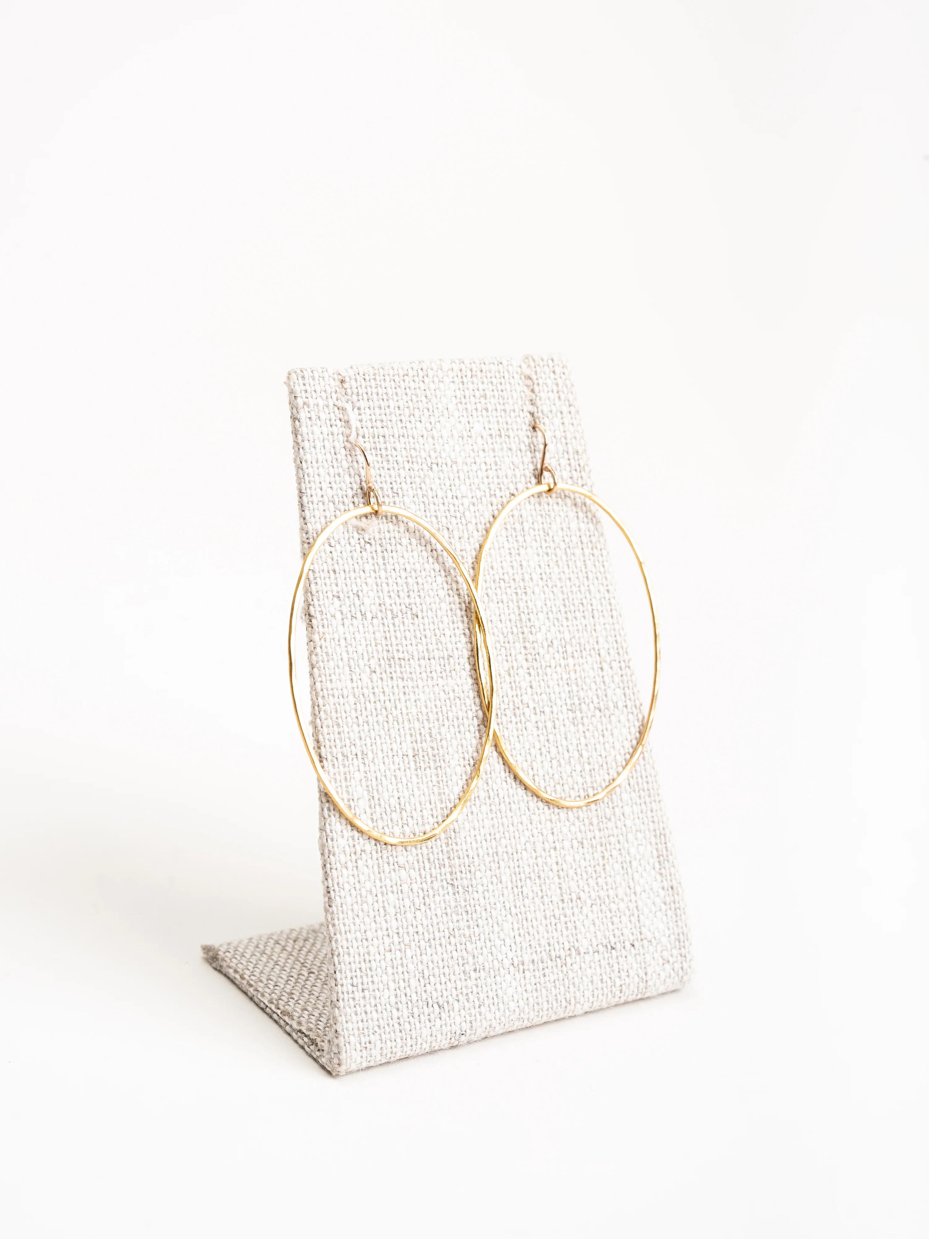 hammered gold large oval hoop - Image 5