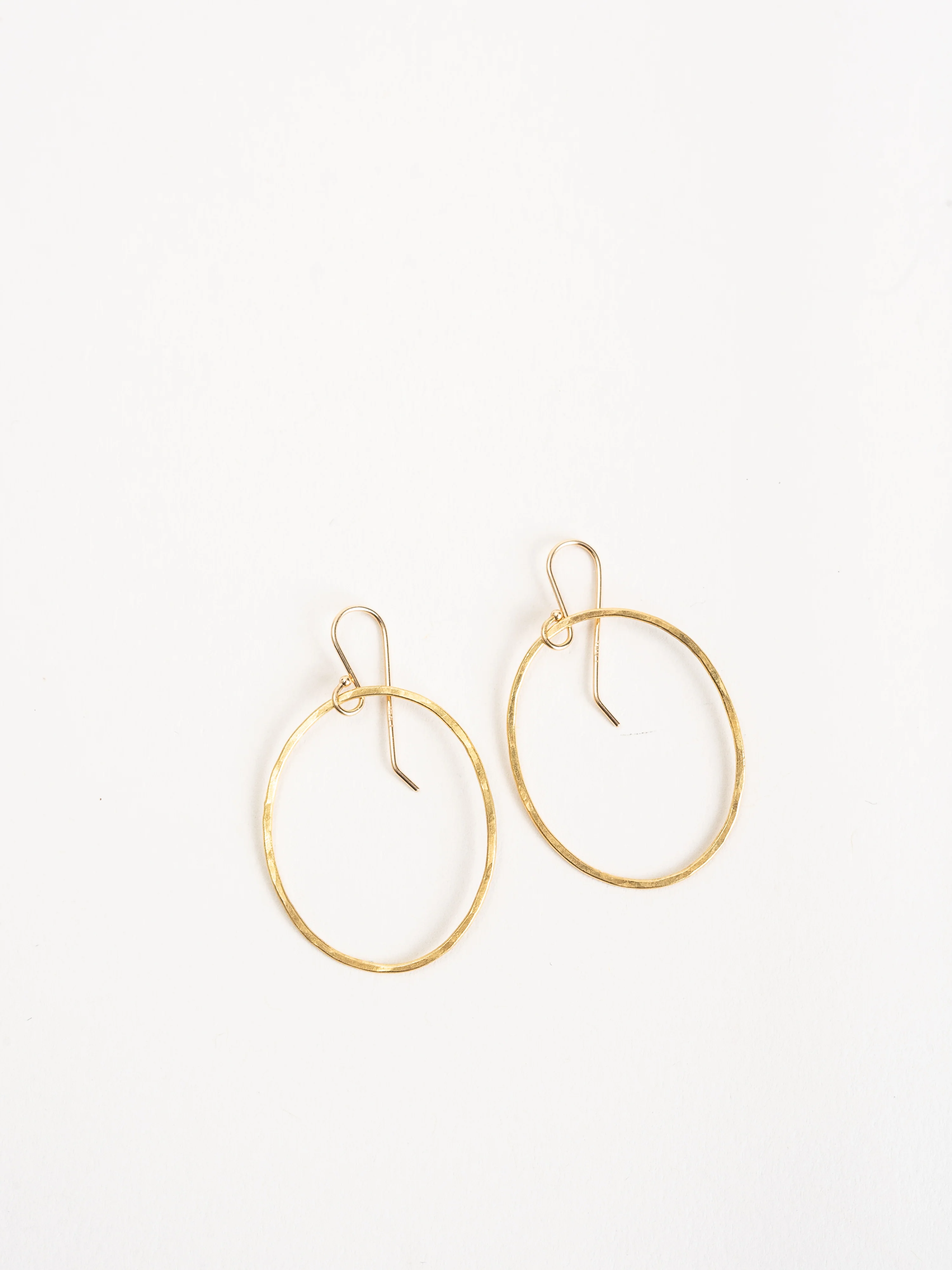 hammered gold oval hoops - Image 2