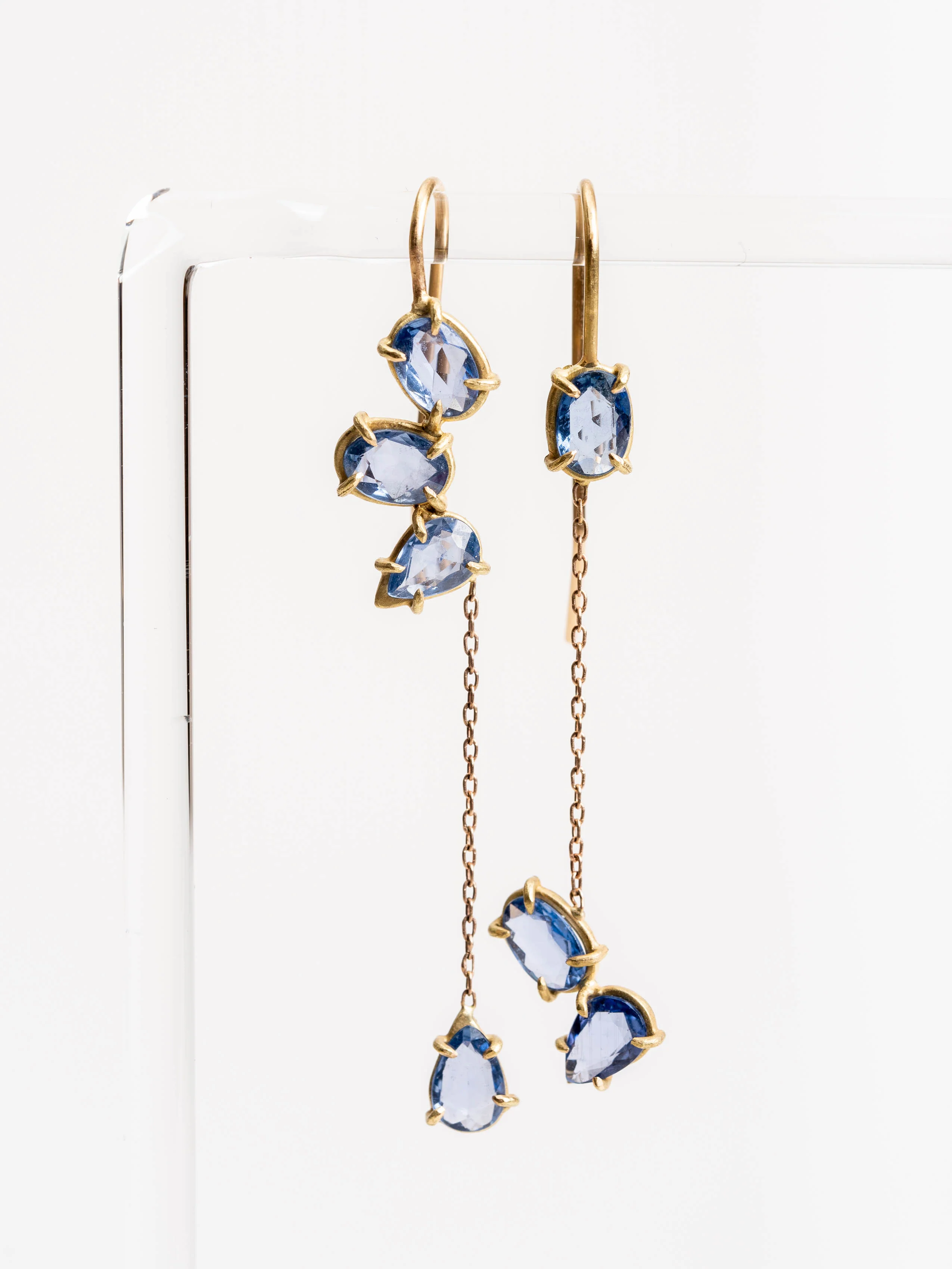 blue sapphire gem drop earrings