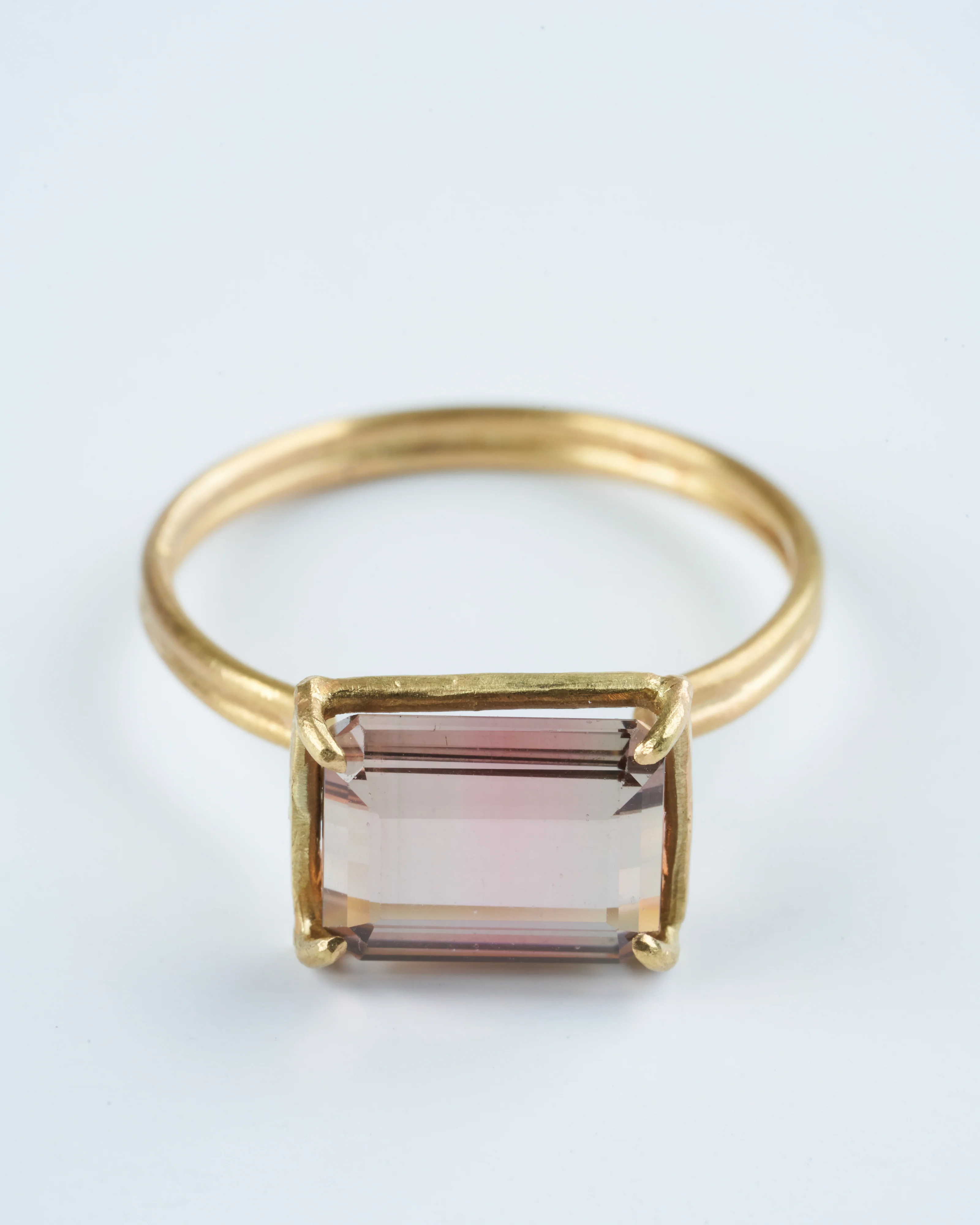 apricot tourmaline emerald cut ring - orange/gold - Image 2