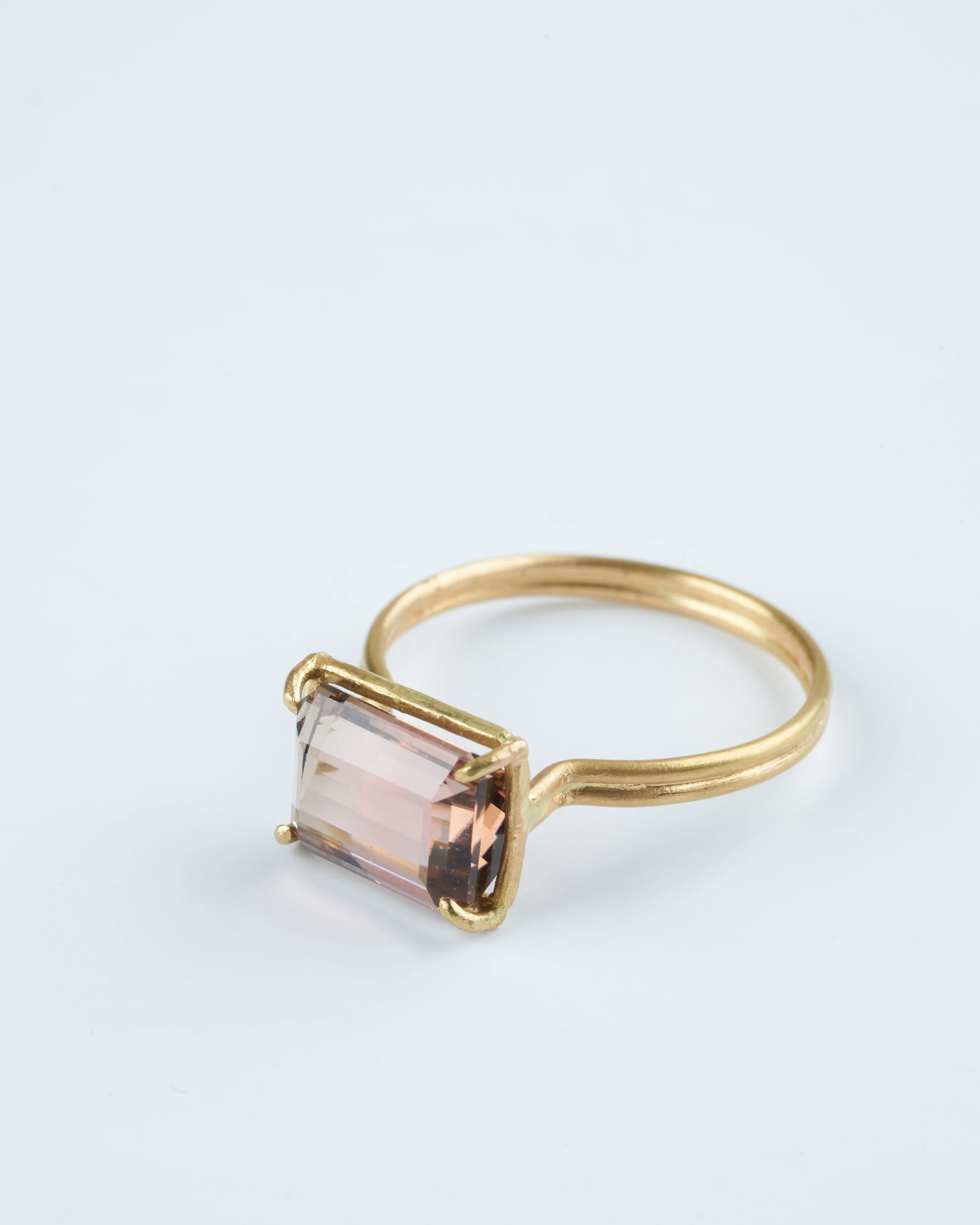 apricot tourmaline emerald cut ring - orange/gold - Image 3