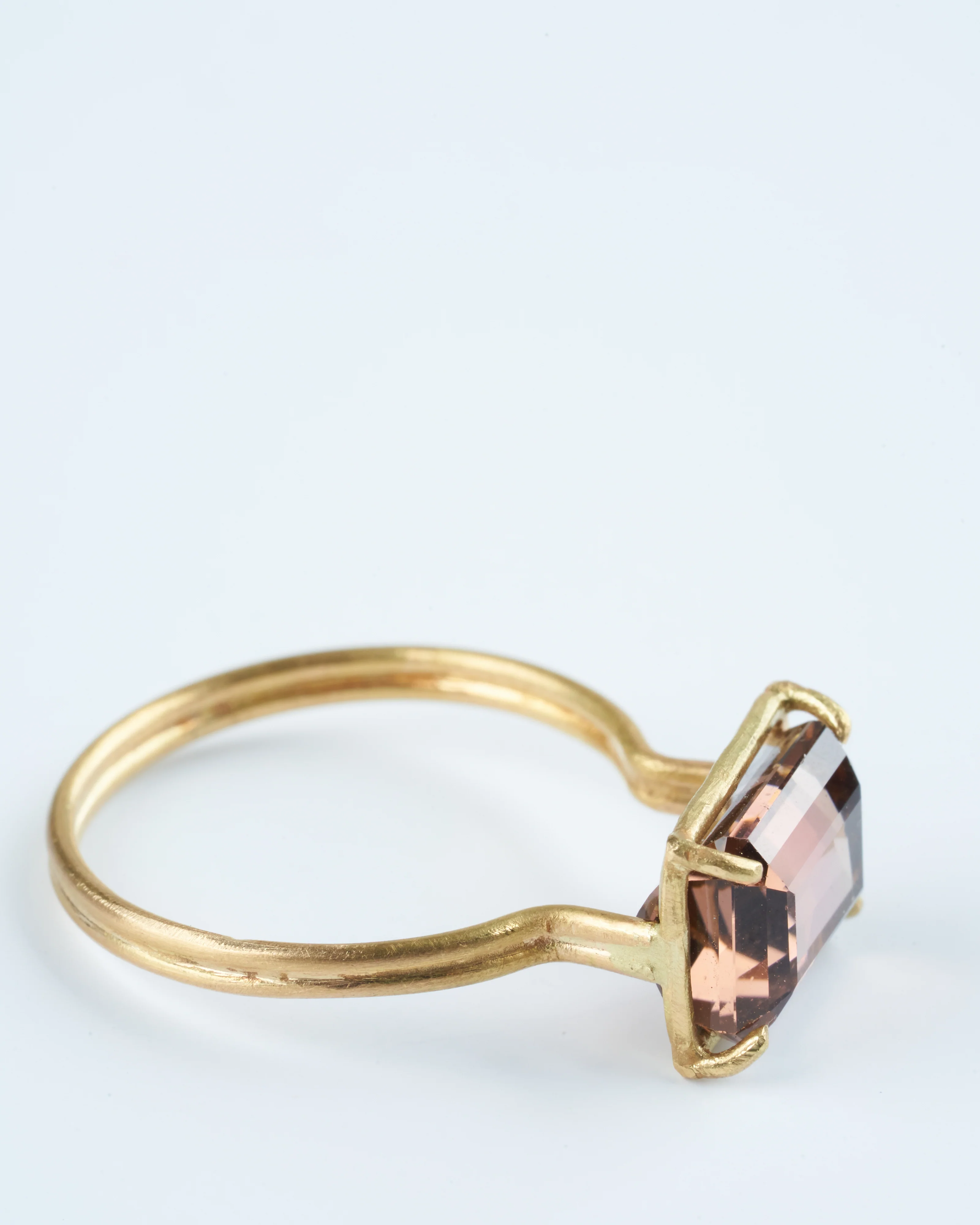 apricot tourmaline emerald cut ring - orange/gold - Image 4
