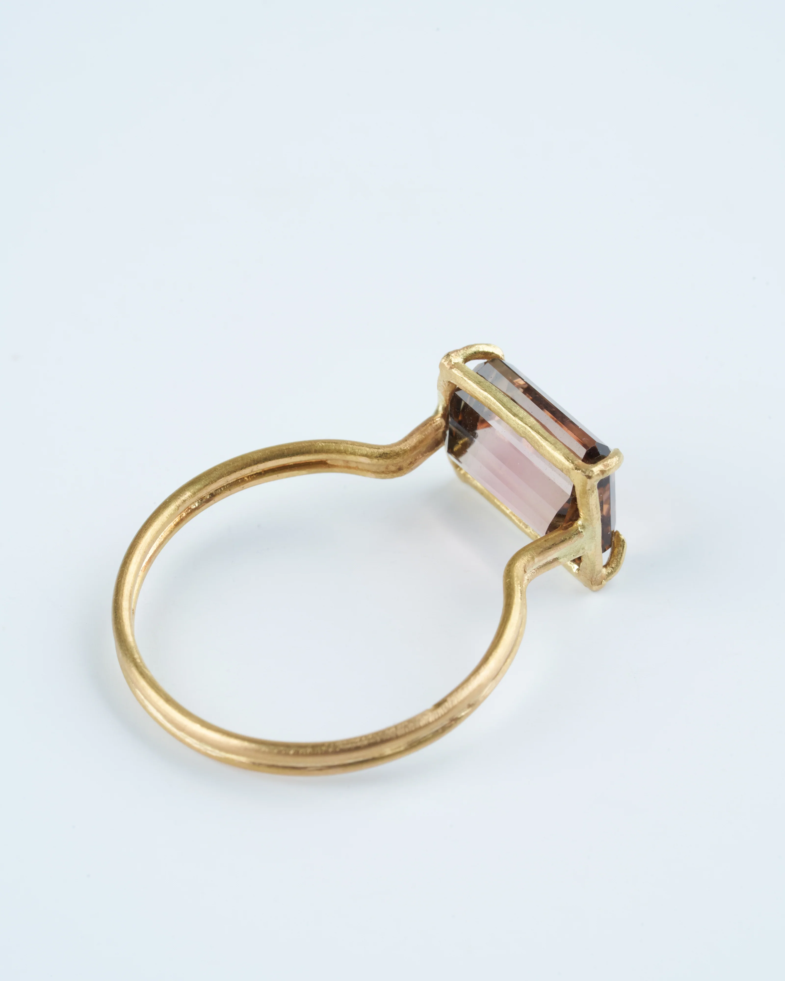 apricot tourmaline emerald cut ring - orange/gold - Image 5