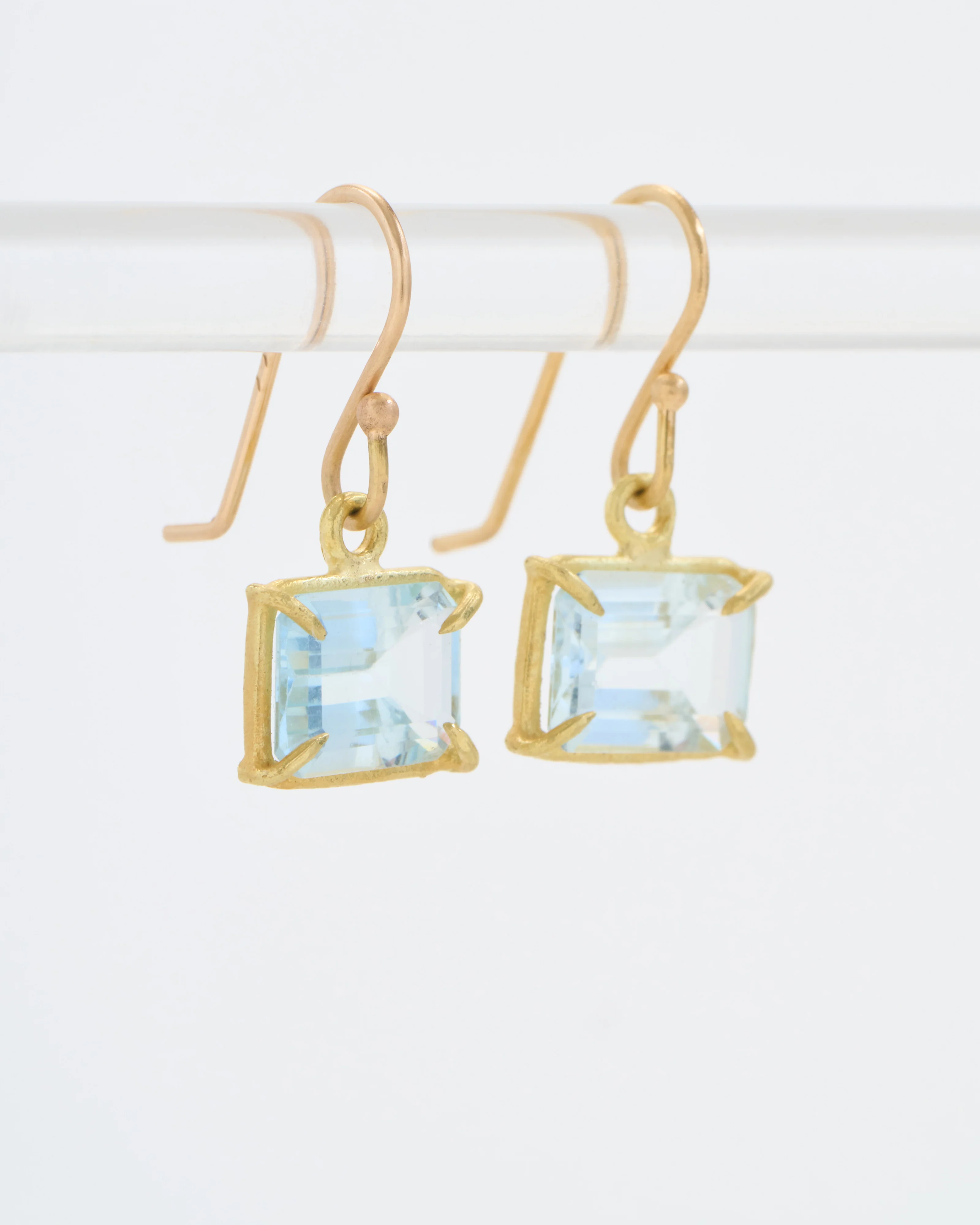 aqua emerald cut mini gem earrings - Image 2