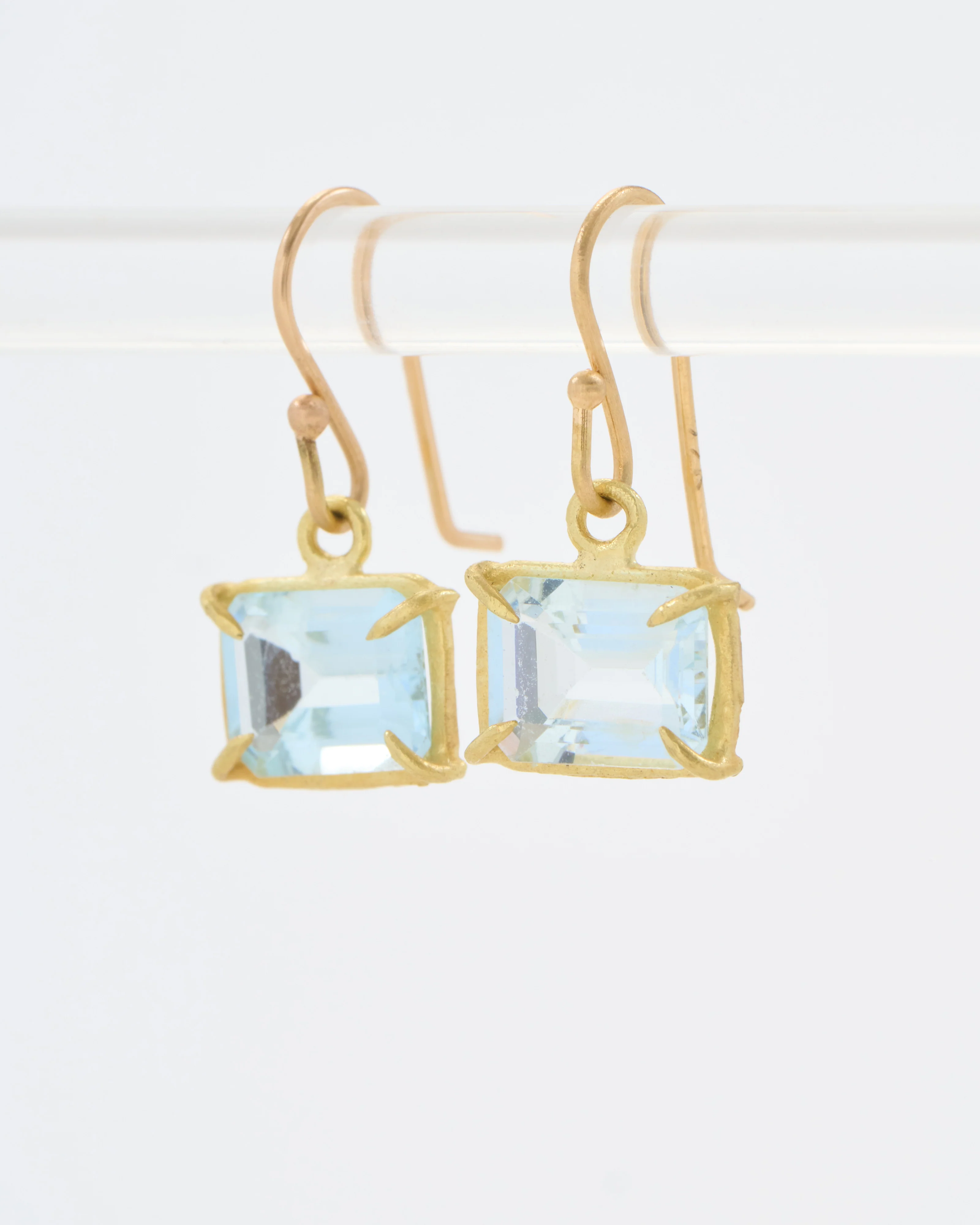 aqua emerald cut mini gem earrings - Image 3