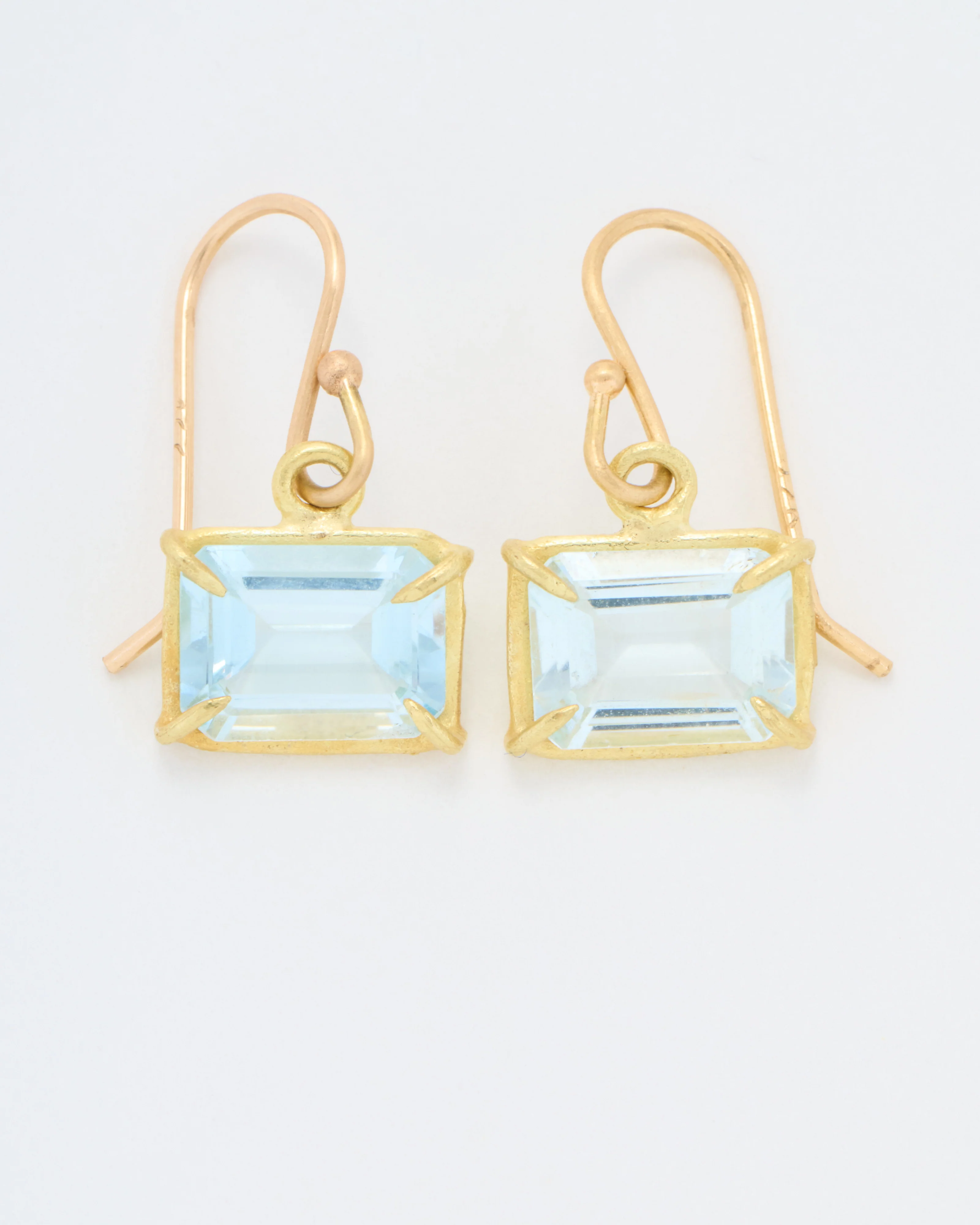 aqua emerald cut mini gem earrings - Image 4