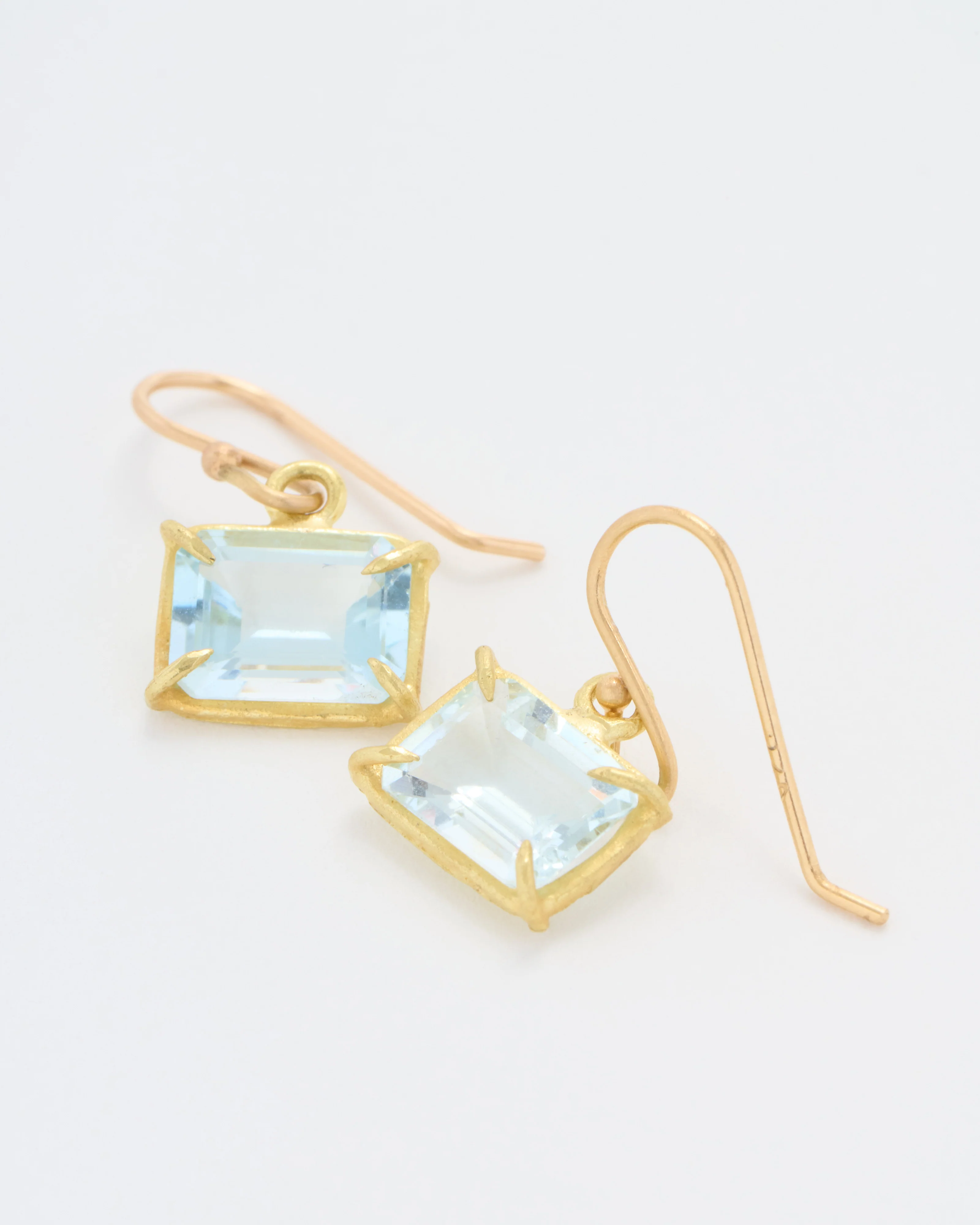 aqua emerald cut mini gem earrings - Image 5