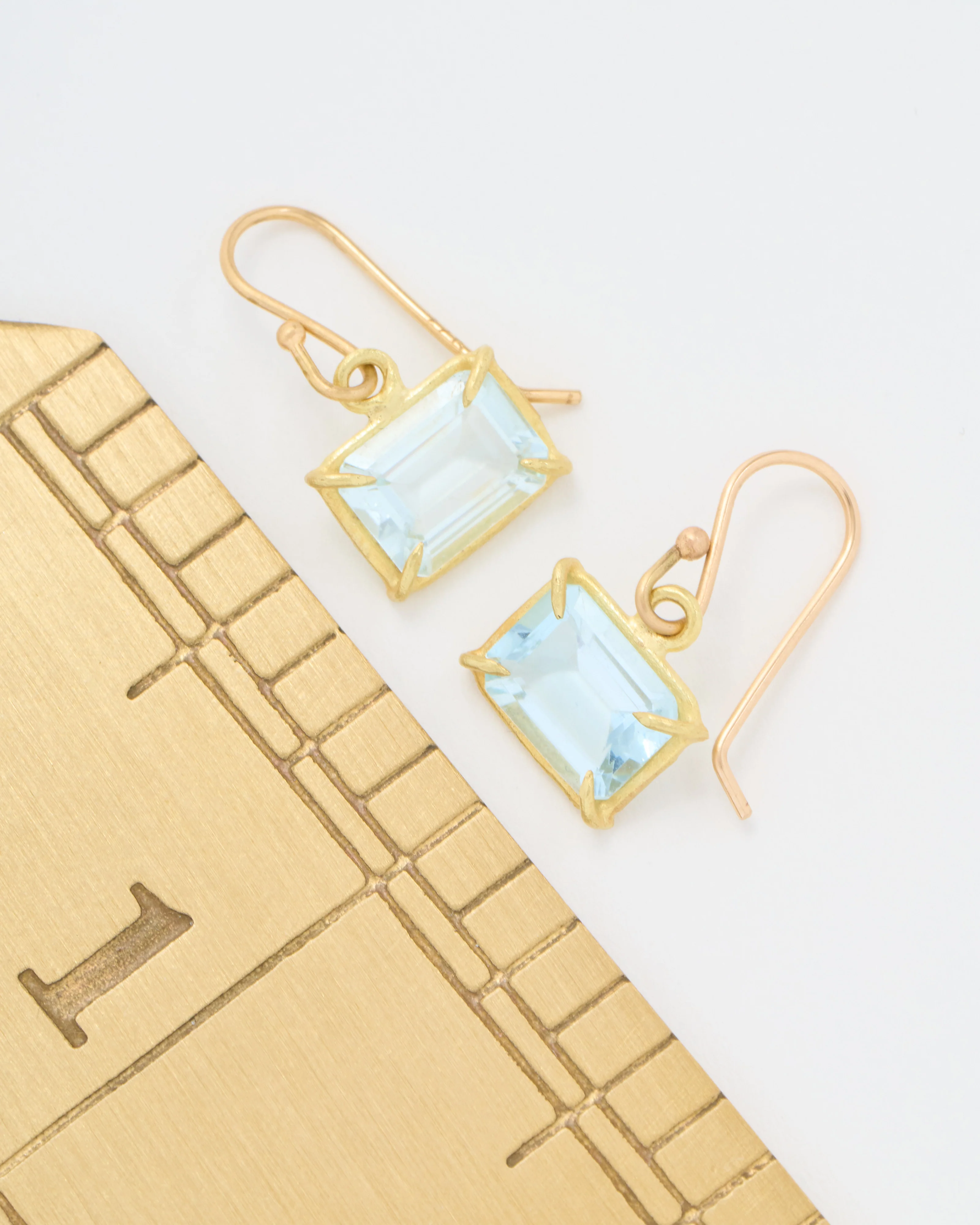 aqua emerald cut mini gem earrings - Image 6
