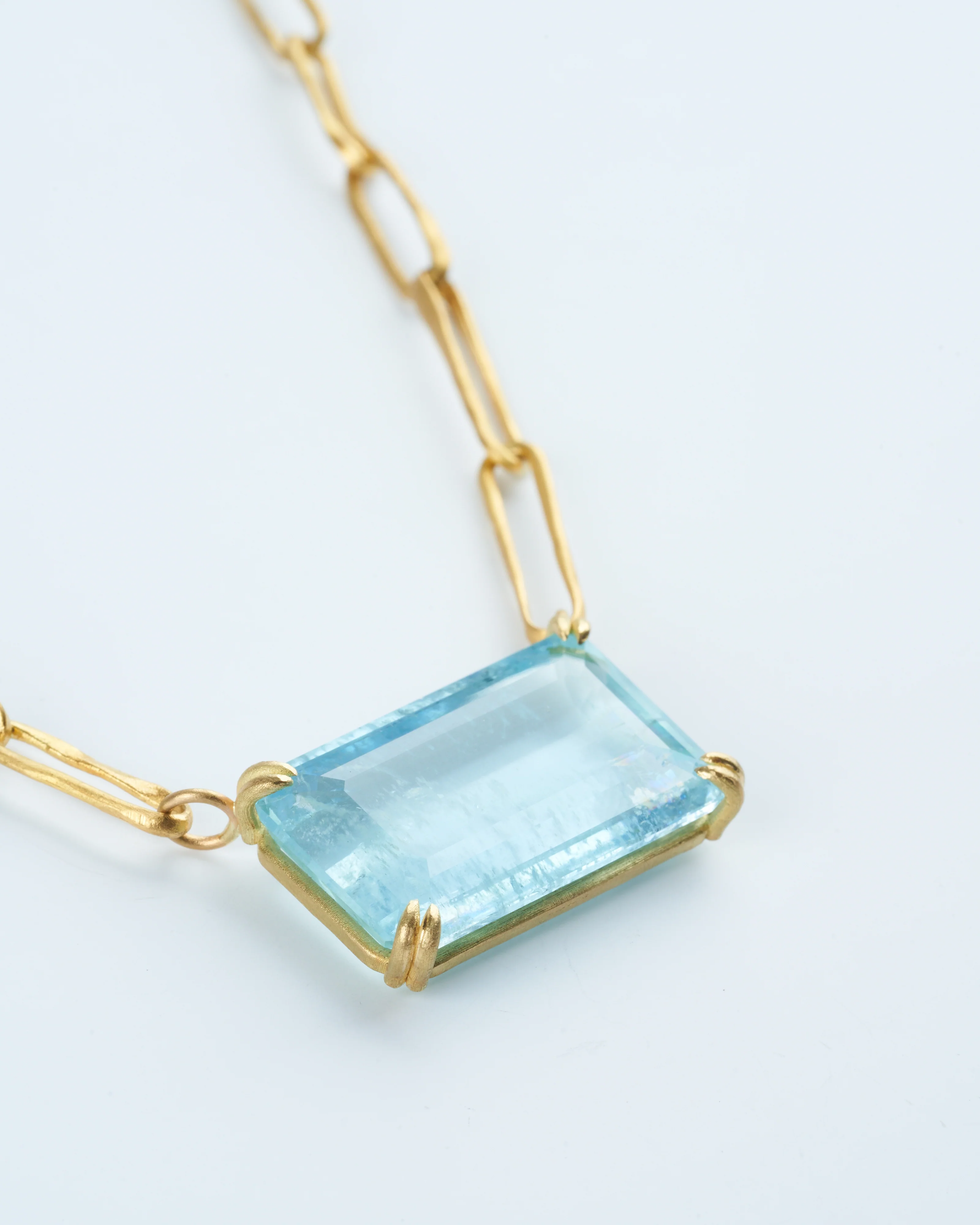 aquamarine bar pendant necklace - aquamarine / gold - Image 2
