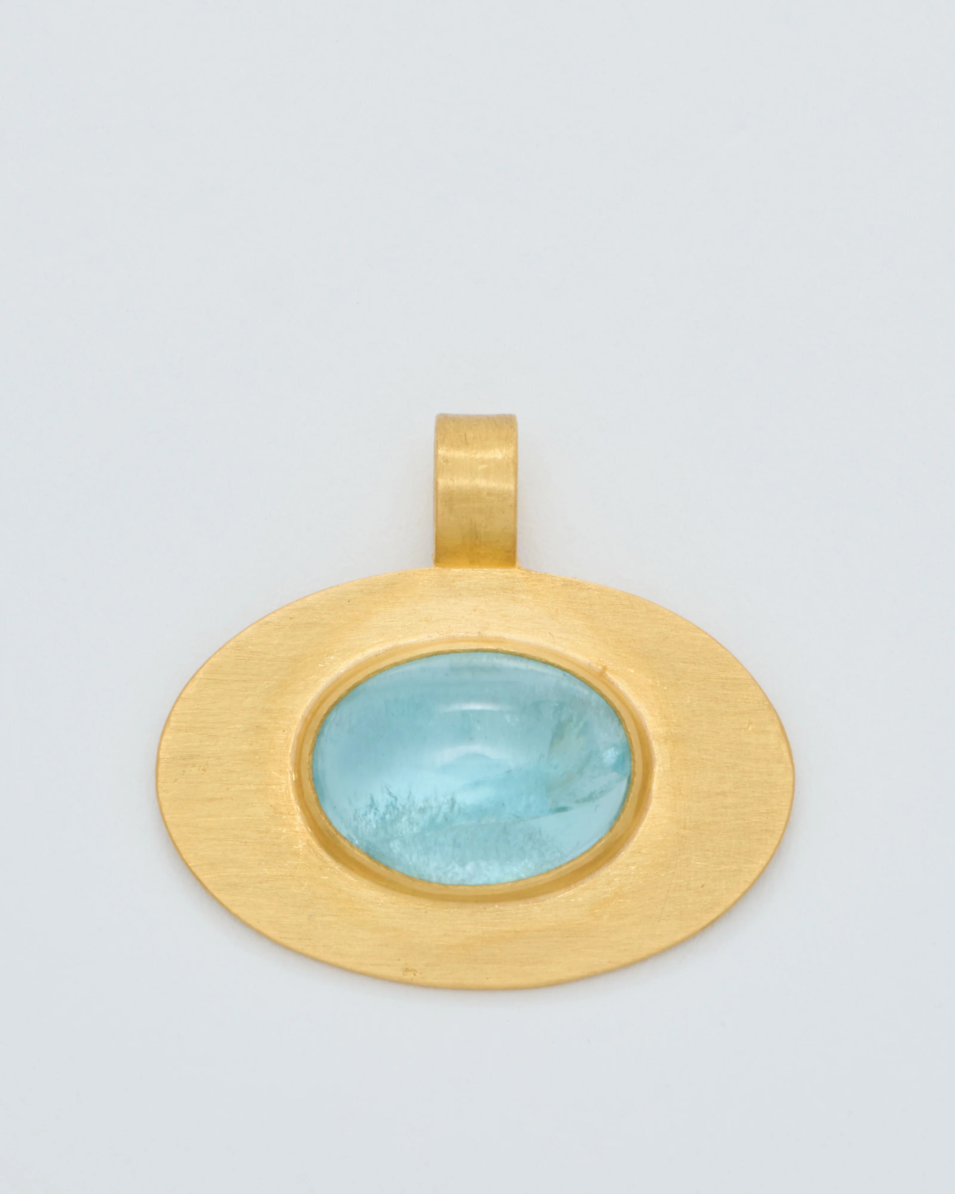 aquamarine cabochon oval pendant
